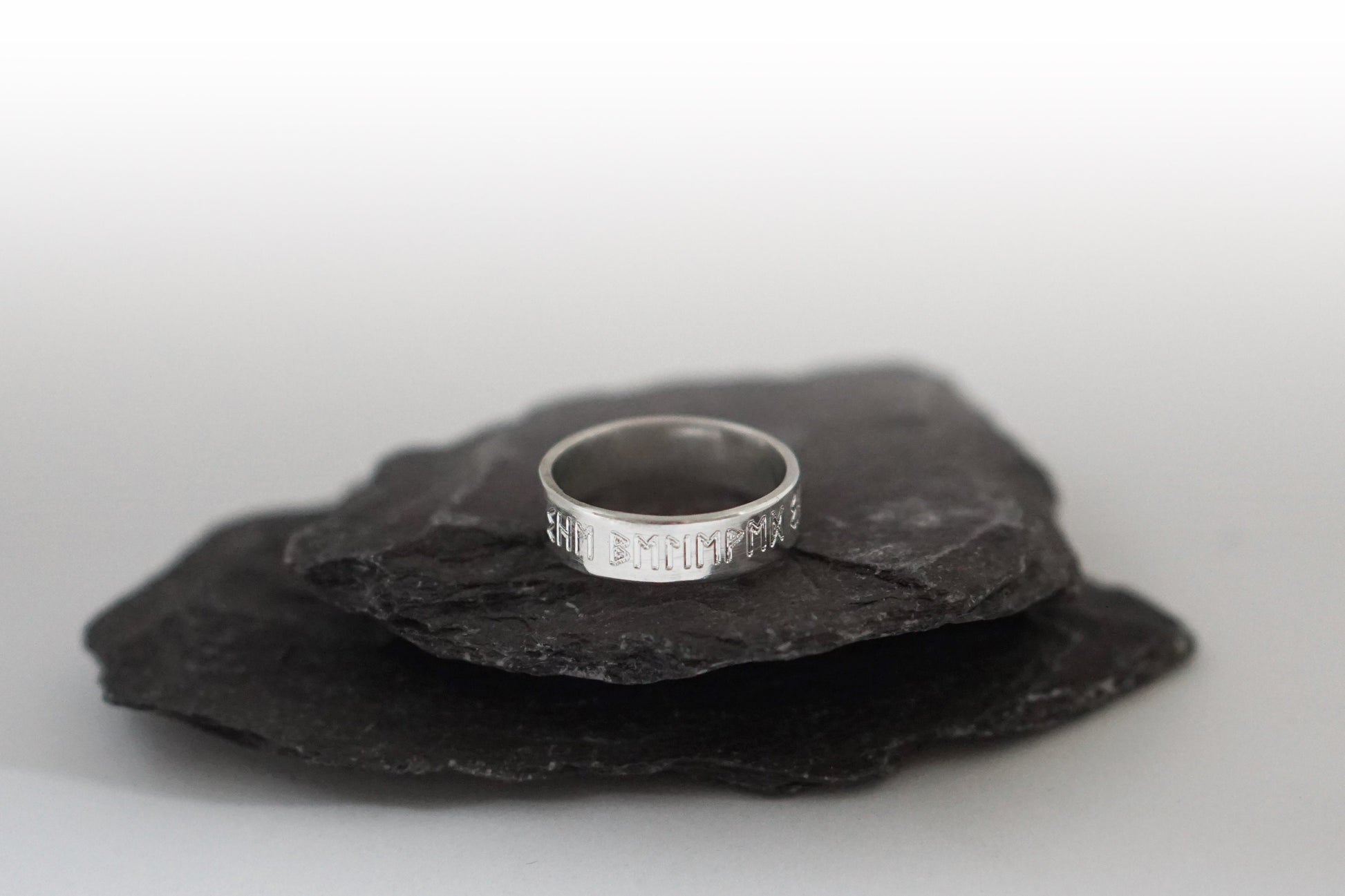 Recycled Sterling Silver Runes Personalised Band