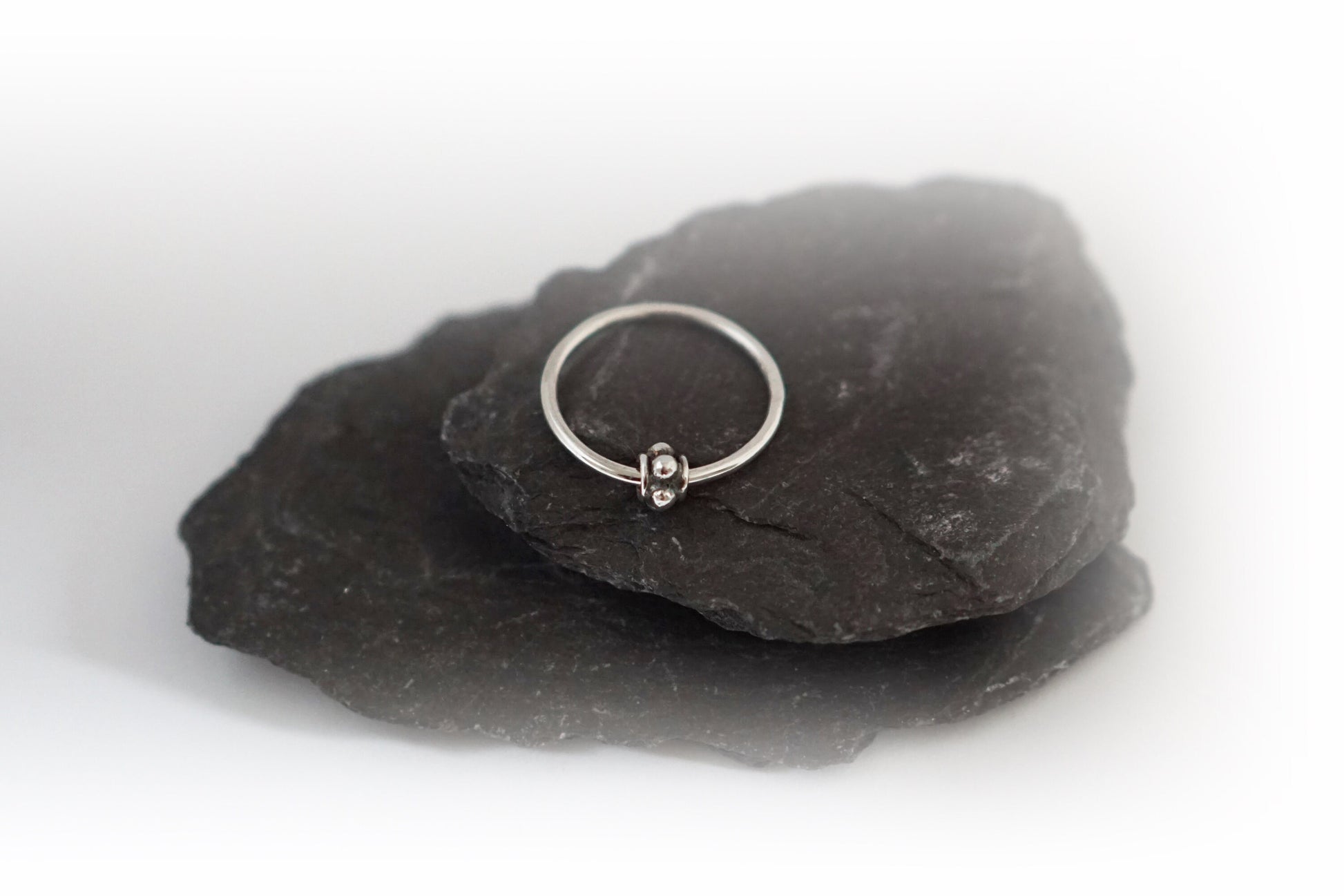 Textured Bead Fidget Ring Recycled Sterling Silver