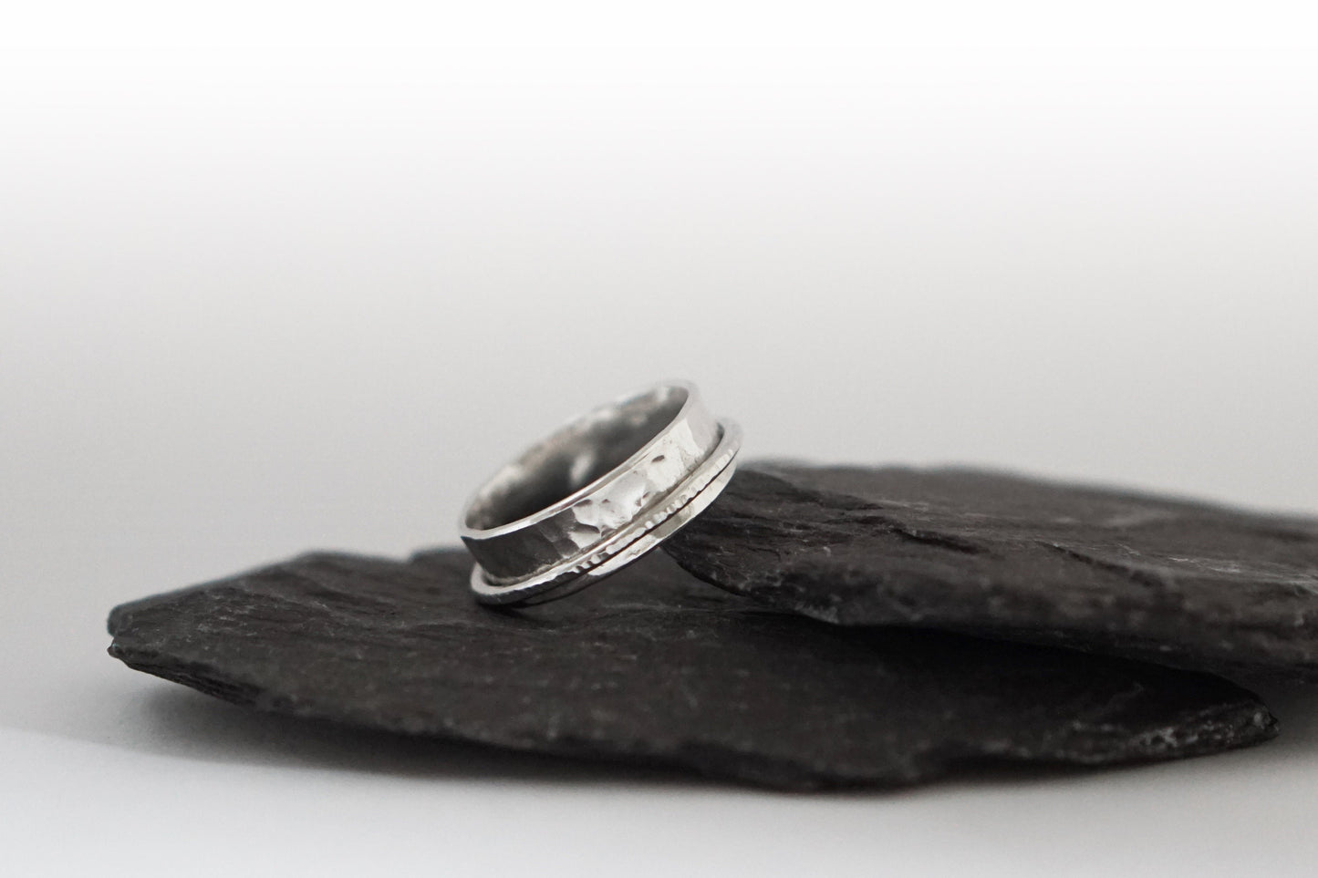 Fidget Ring Recycled Textured Sterling Silver Spinner Ring II