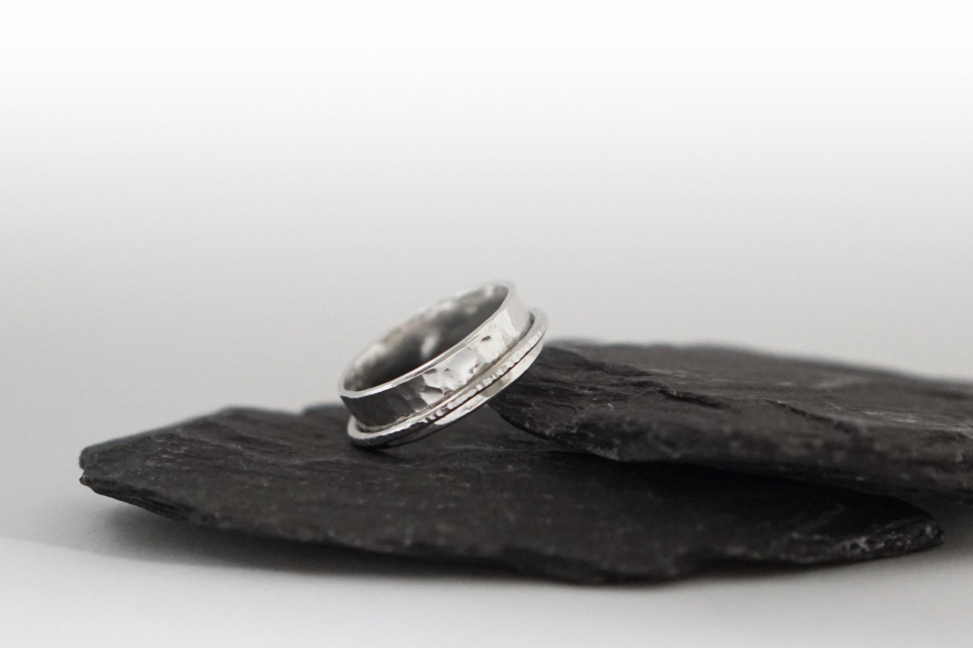 Fidget Ring Recycled Textured Sterling Silver Spinner Ring II