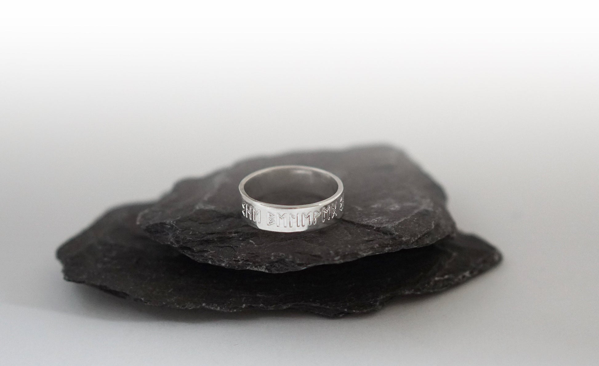 Recycled Sterling Silver Runes Personalised Band ~ initials, valentine's gift, wedding, name, date