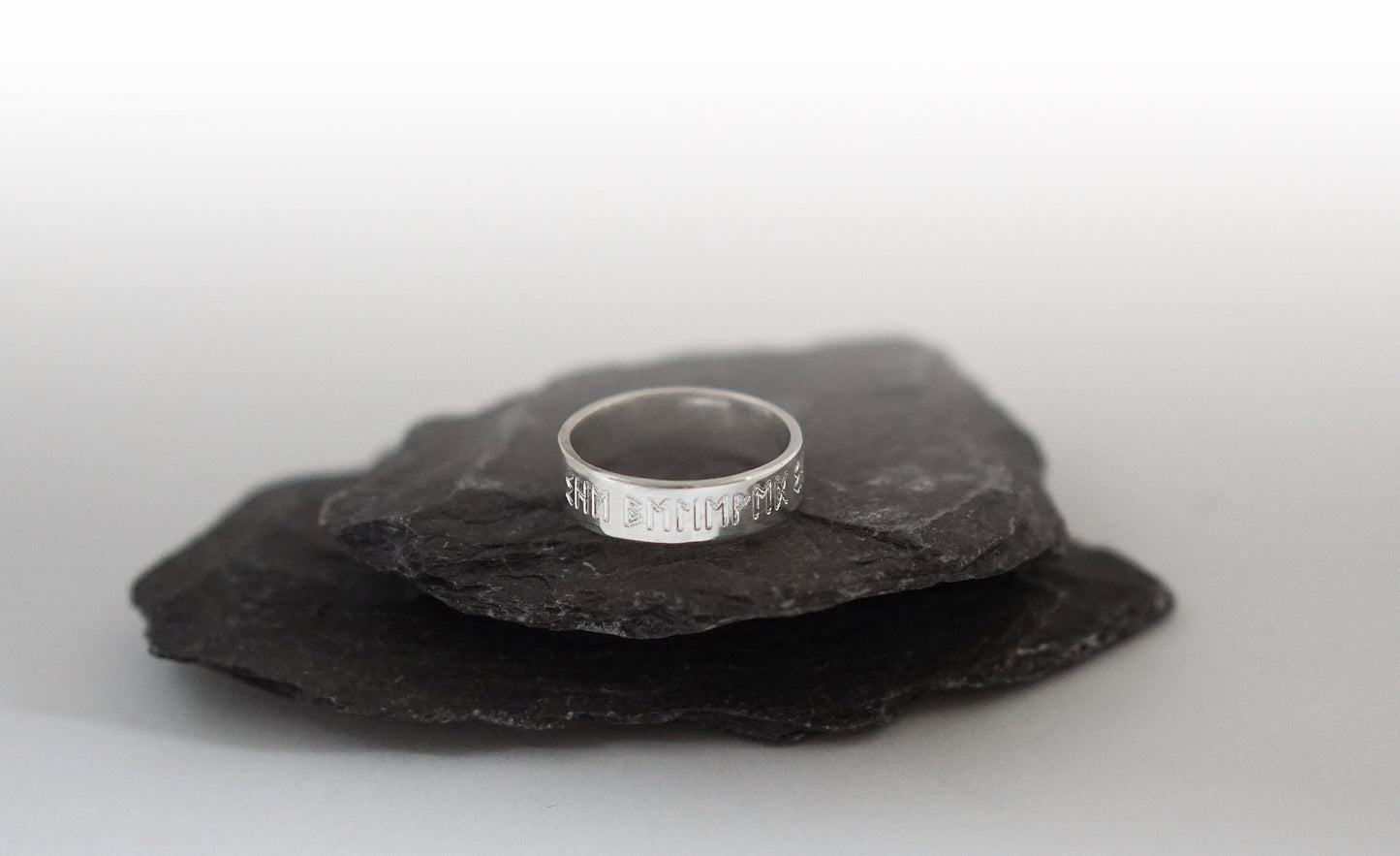 Recycled Sterling Silver Runes Personalised Band