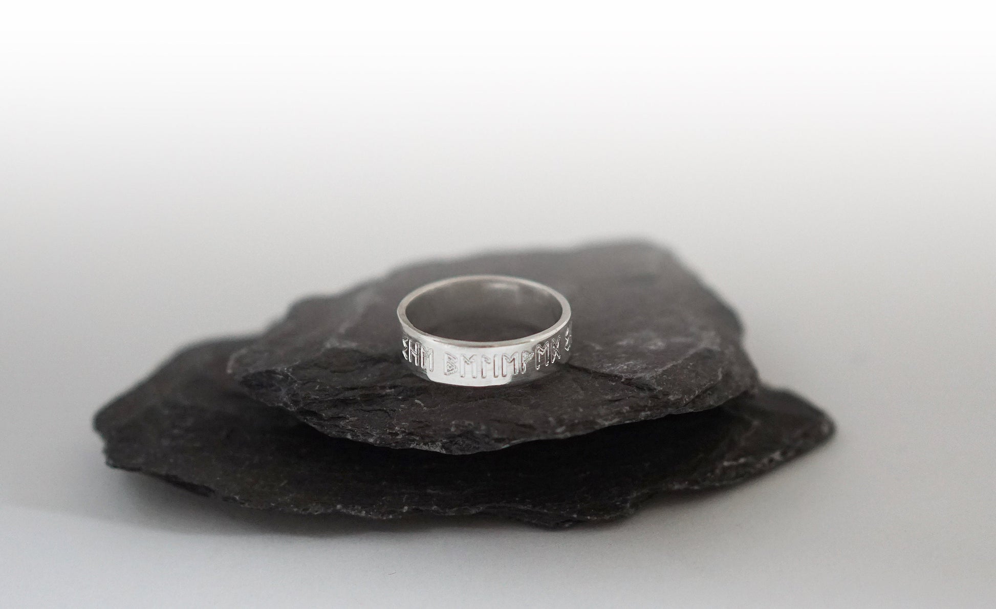 Recycled Sterling Silver Runes Personalised Band