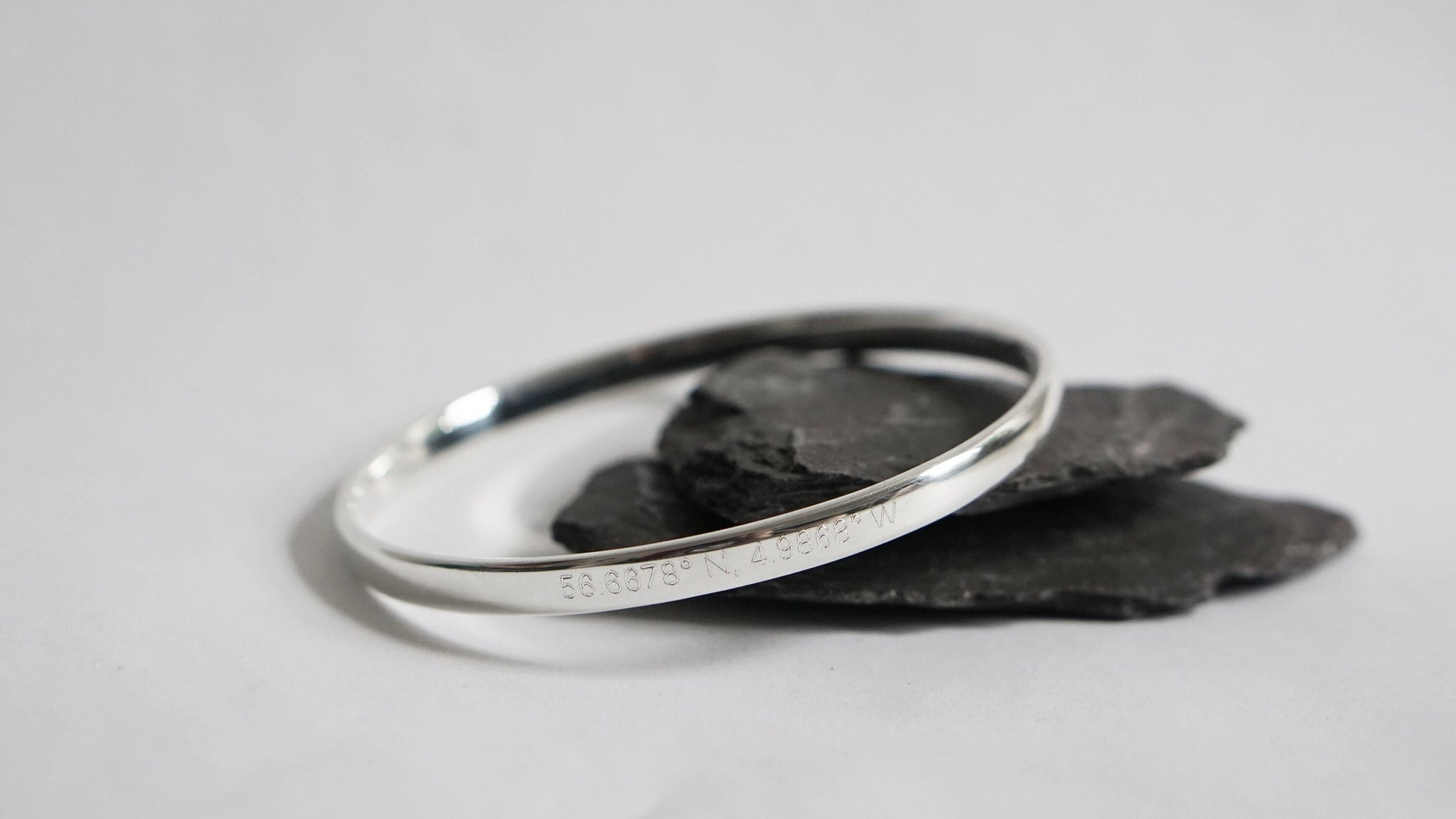 Personalised Sterling Silver Engraved Bangle ~ initials, name, graduation, date, coordinates, gift for her, recycled