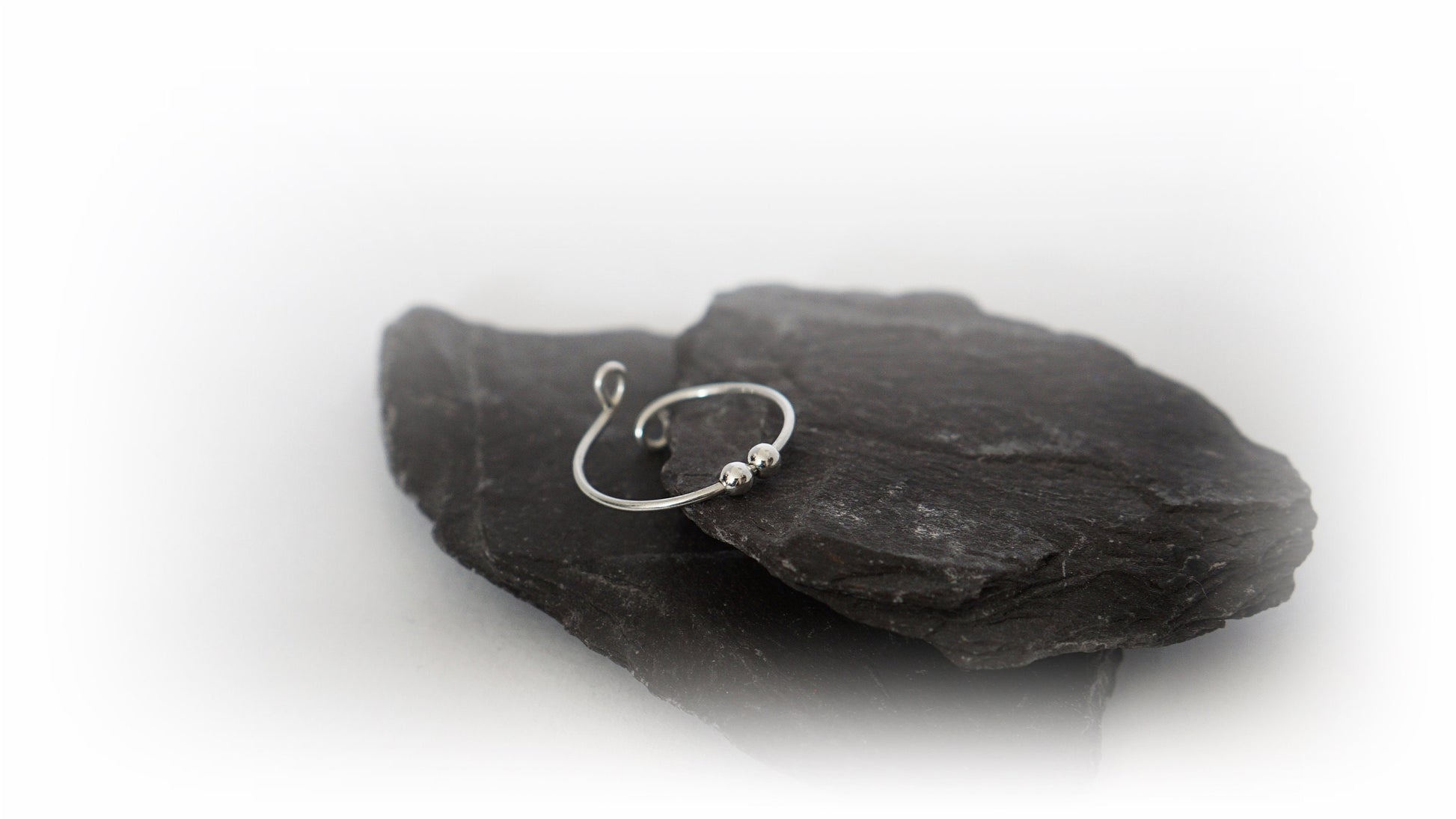 Open Adjustable Fidget Ring Smooth Beads Sterling Silver