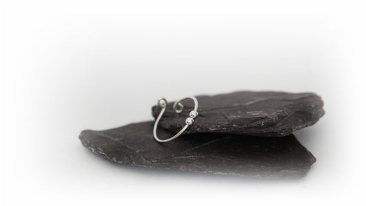 Open Adjustable Fidget Ring Smooth Beads Sterling Silver