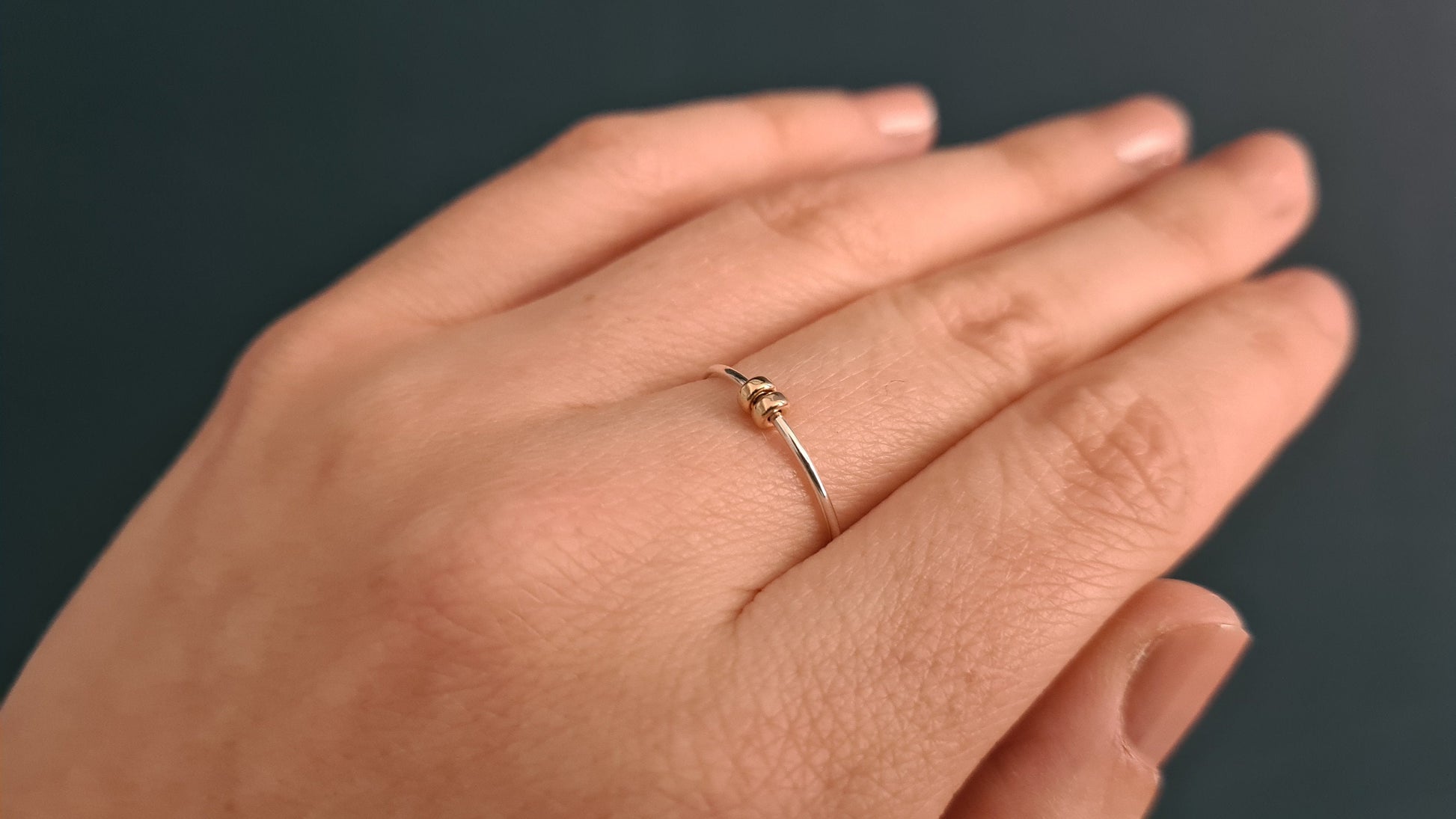 Fidget Ring Gold Filled Little Doughnut Beads Sterling Silver