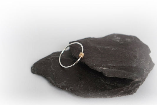 Fidget Ring Gold Filled Little Frosted Doughnut Beads Sterling Silver