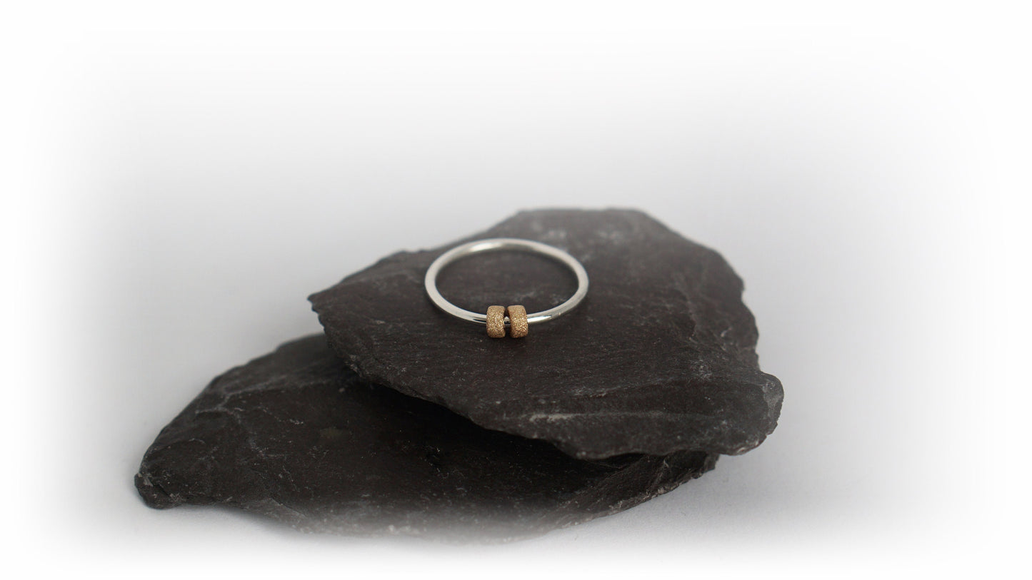 Fidget Ring Gold Filled Frosted Doughnut Beads Sterling Silver