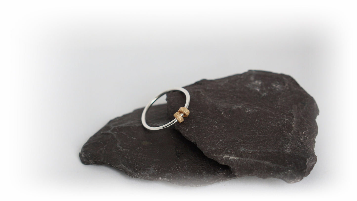 Fidget Ring Gold Filled Frosted Doughnut Beads Sterling Silver