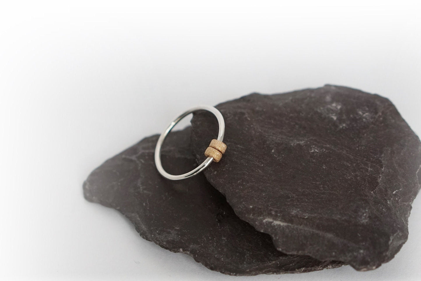 Fidget Ring Gold Filled Frosted Doughnut Beads Sterling Silver