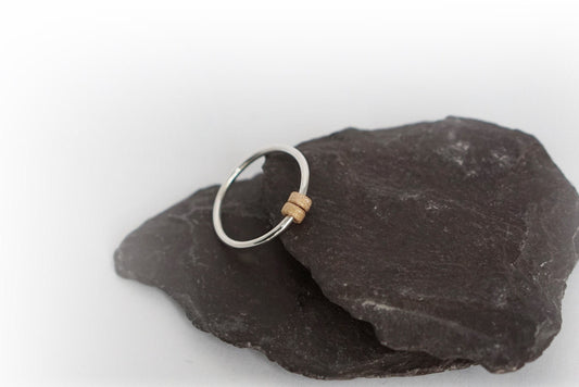 Fidget Ring Gold Filled Frosted Doughnut Beads Sterling Silver