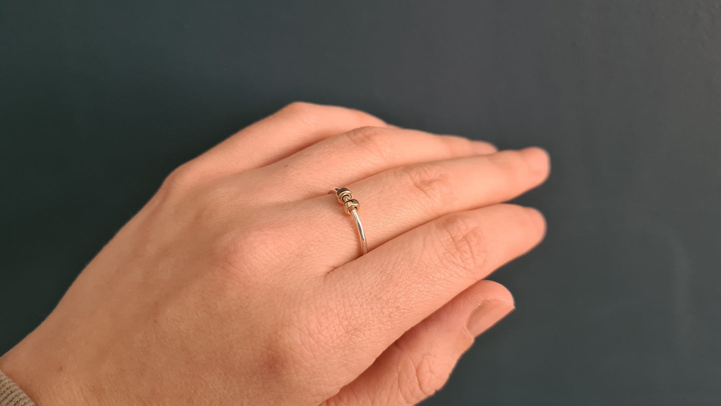 Fidget Ring Gold Filled Doughnut Beads Sterling Silver ~ stackable, worry ring, spinner ring, anxiety, ADHD