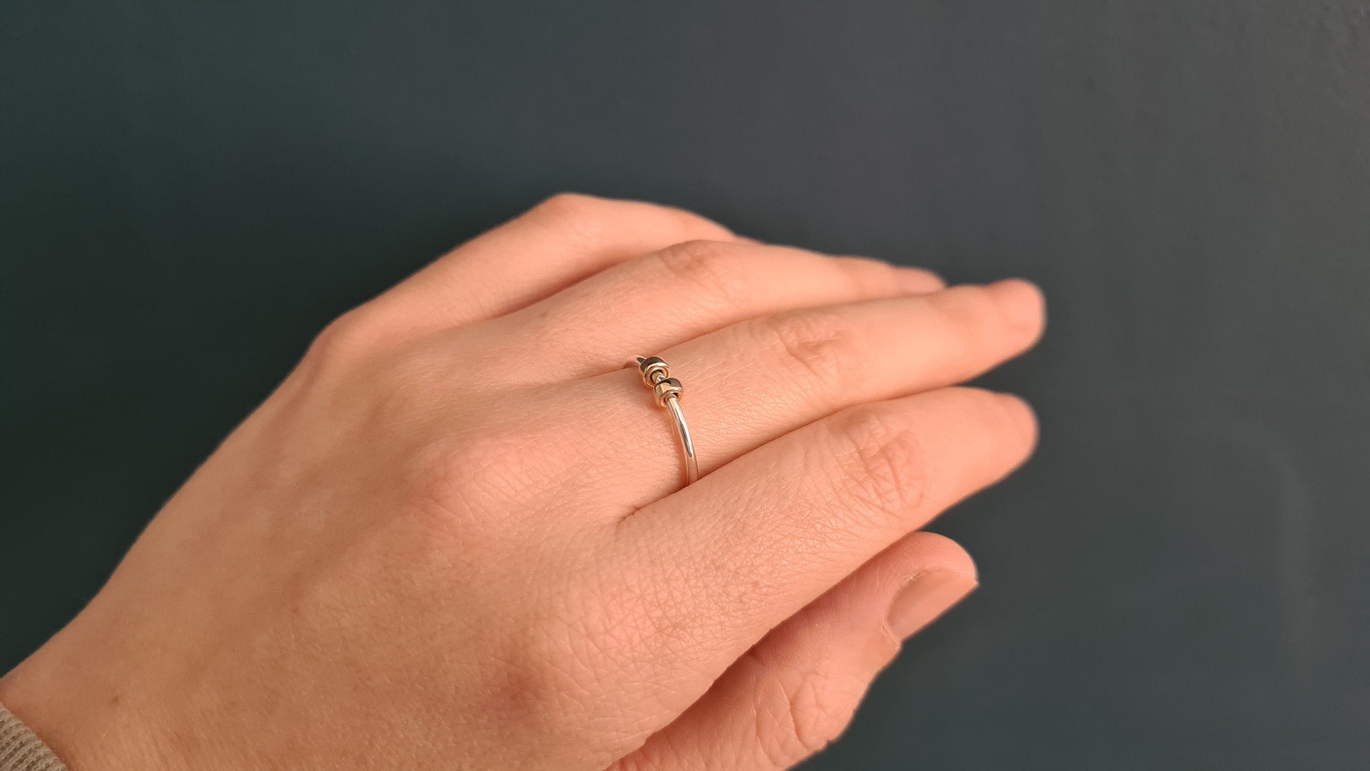 Fidget Ring Gold Filled Doughnut Beads Sterling Silver