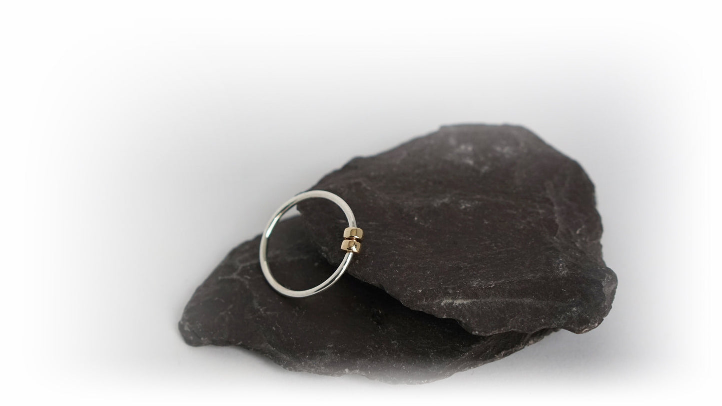 Fidget Ring Gold Filled Doughnut Beads Sterling Silver ~ stackable, worry ring, spinner ring, anxiety, ADHD