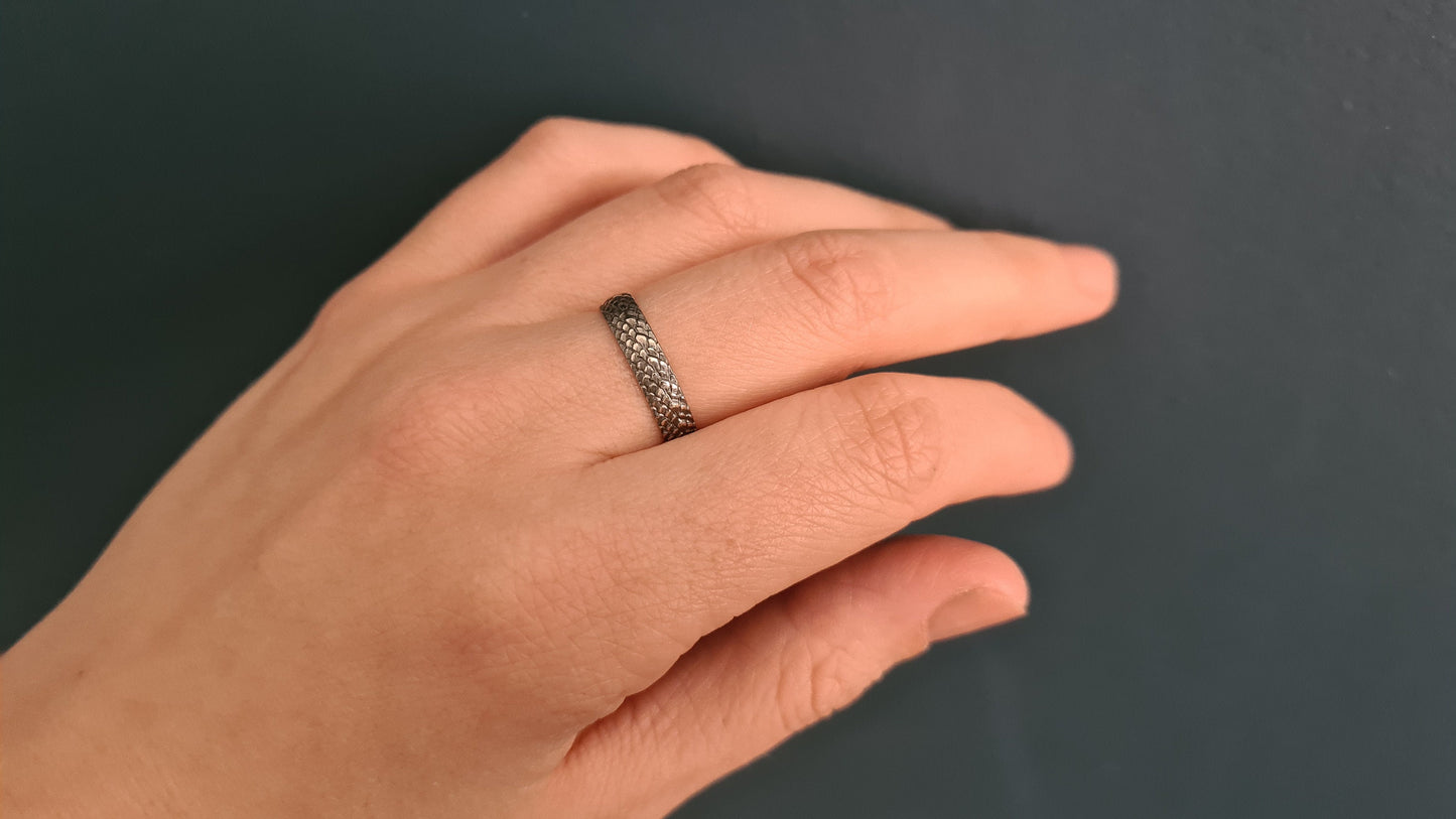 Dragon Scales Sterling Silver Ring Band