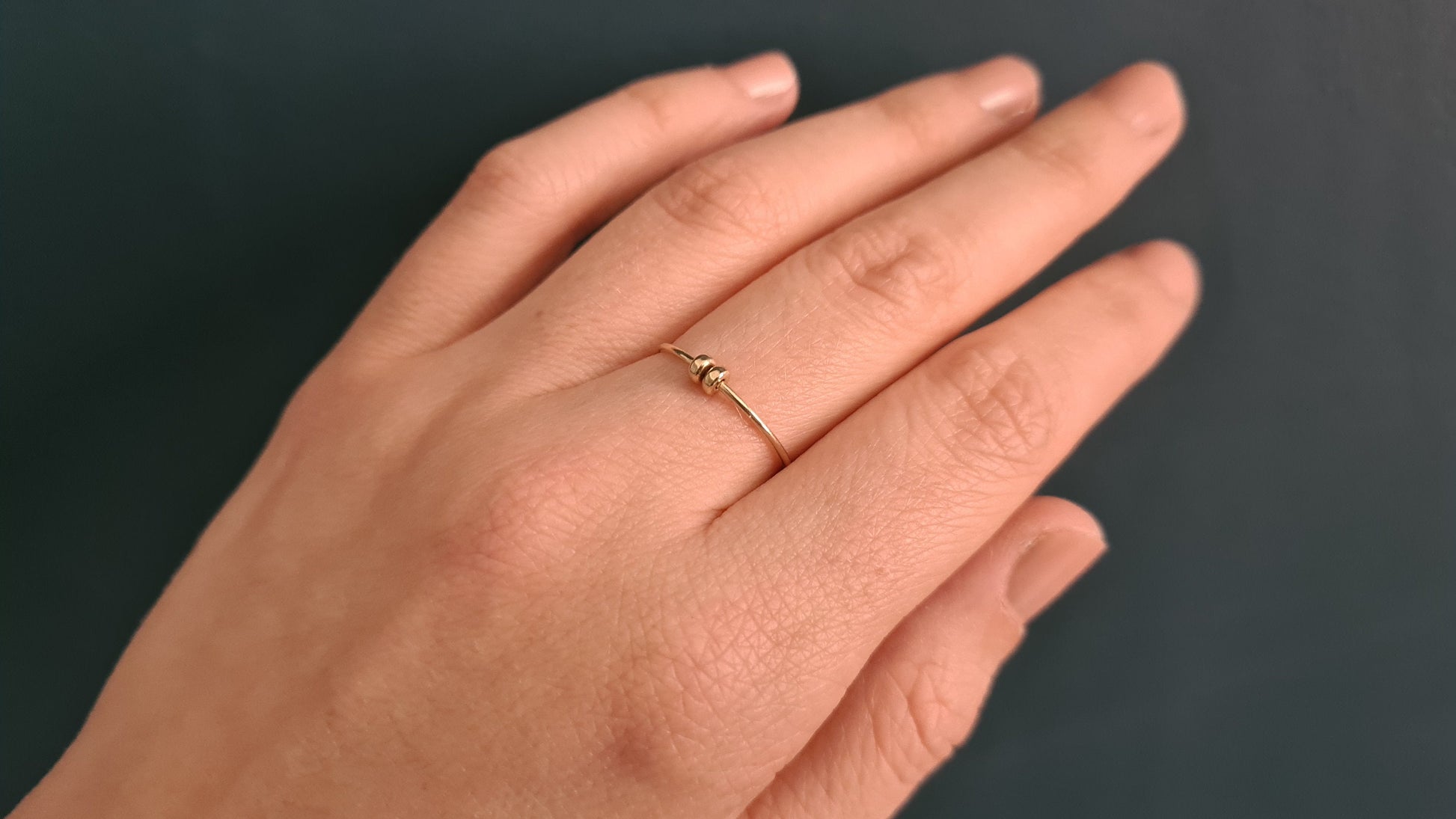 Fidget Ring Solid Recycled 9ct Gold Doughnut Beads