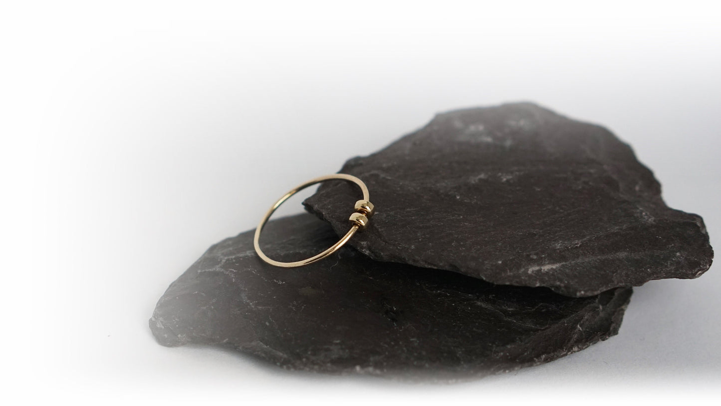 Fidget Ring Solid Recycled 9ct Gold Doughnut Beads