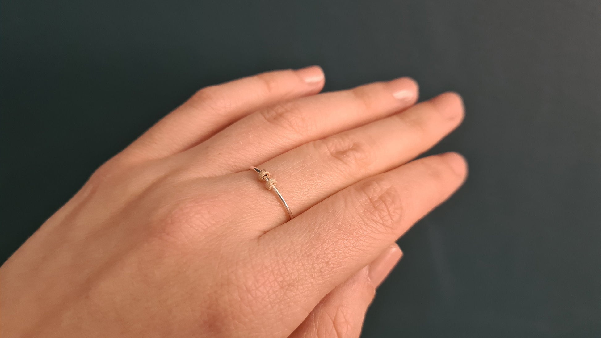 Fidget Ring Gold Filled Little Frosted Doughnut Beads Sterling Silver