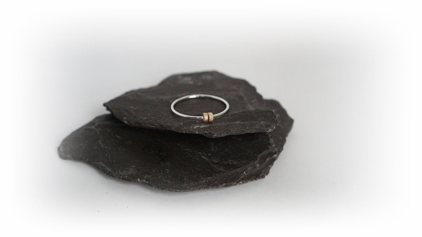 Fidget Ring Gold Filled Little Frosted Doughnut Beads Sterling Silver ~ stackable, worry ring, spinner ring, anxiety, ADHD