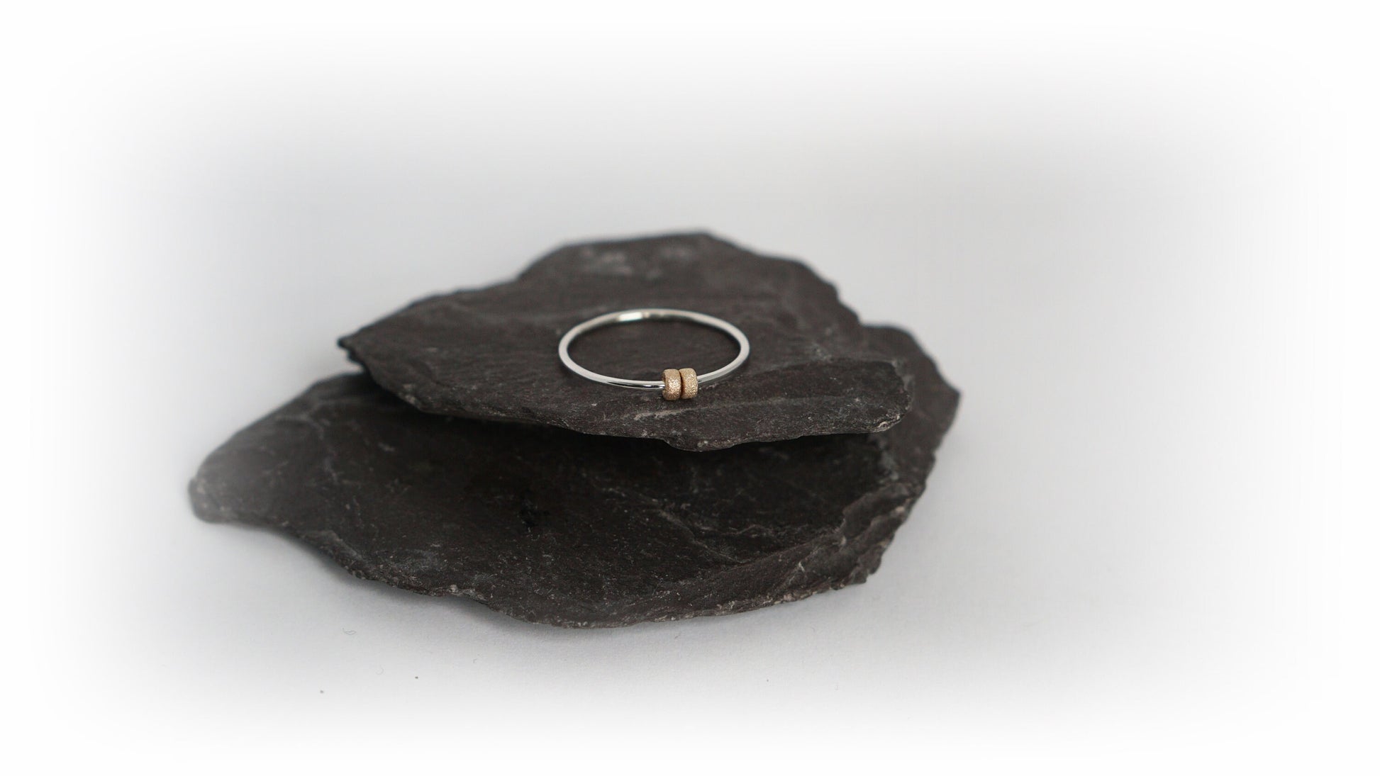 Fidget Ring Gold Filled Little Frosted Doughnut Beads Sterling Silver ~ stackable, worry ring, spinner ring, anxiety, ADHD