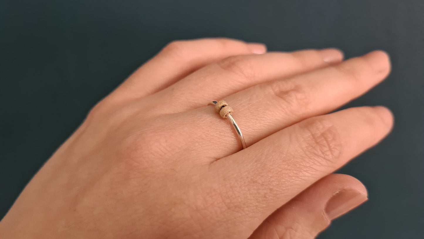 Fidget Ring Gold Filled Frosted Doughnut Beads Sterling Silver