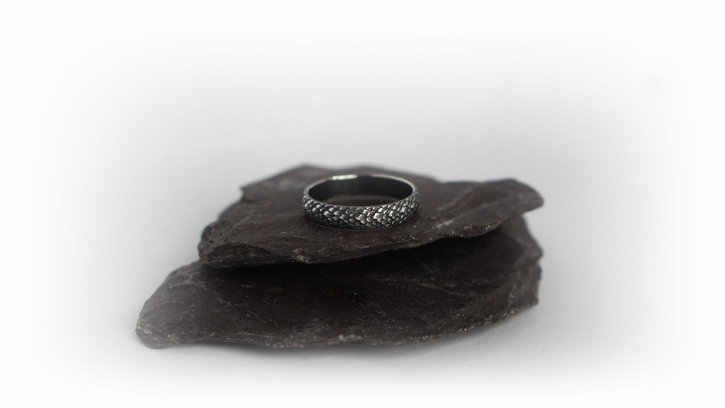 Dragon Scales Sterling Silver Ring Band ~ ring, silver ring, unisex ring, men's ring, band, eternity ring, statement ring, snake