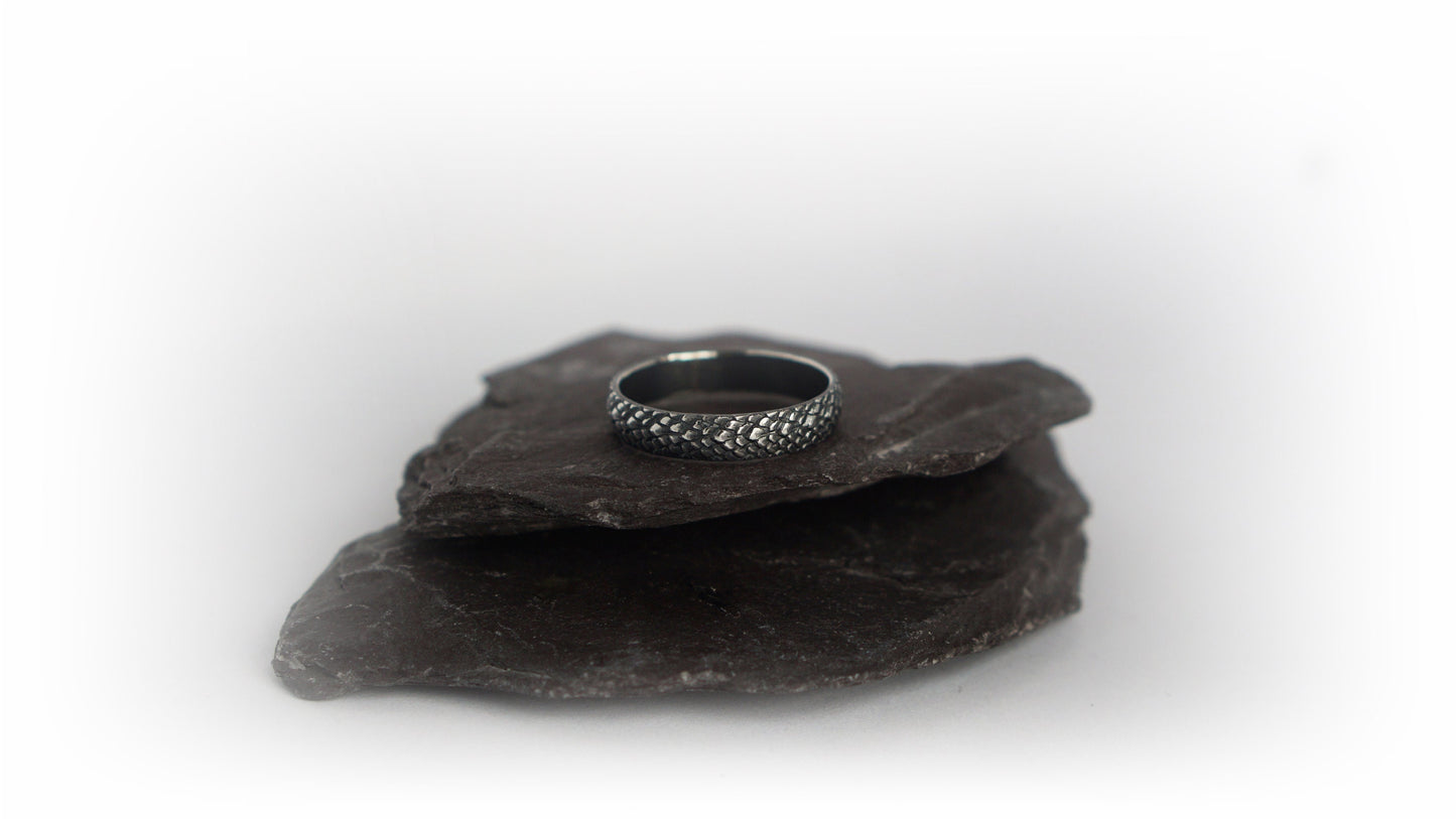 Dragon Scales Sterling Silver Ring Band