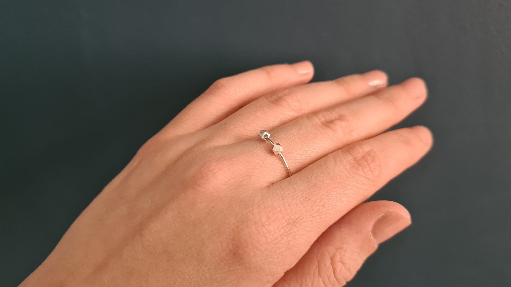 Fidget Ring Faceted Beads Sterling Silver