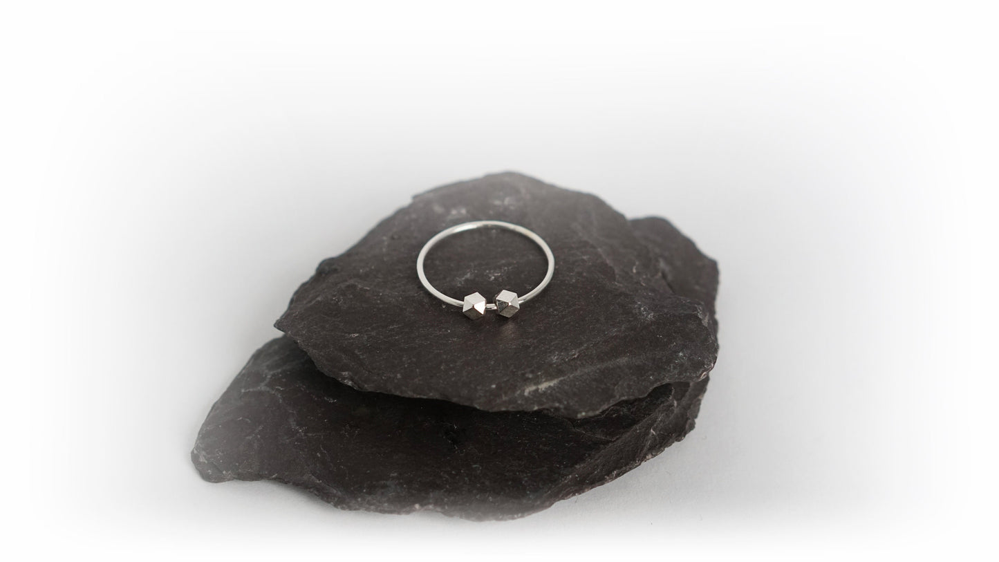 Fidget Ring Faceted Beads Sterling Silver