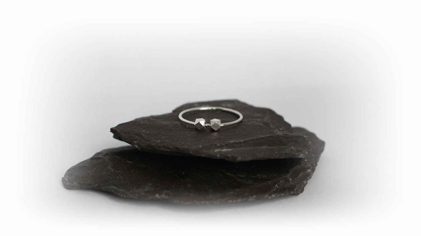 Fidget Ring Faceted Beads Sterling Silver