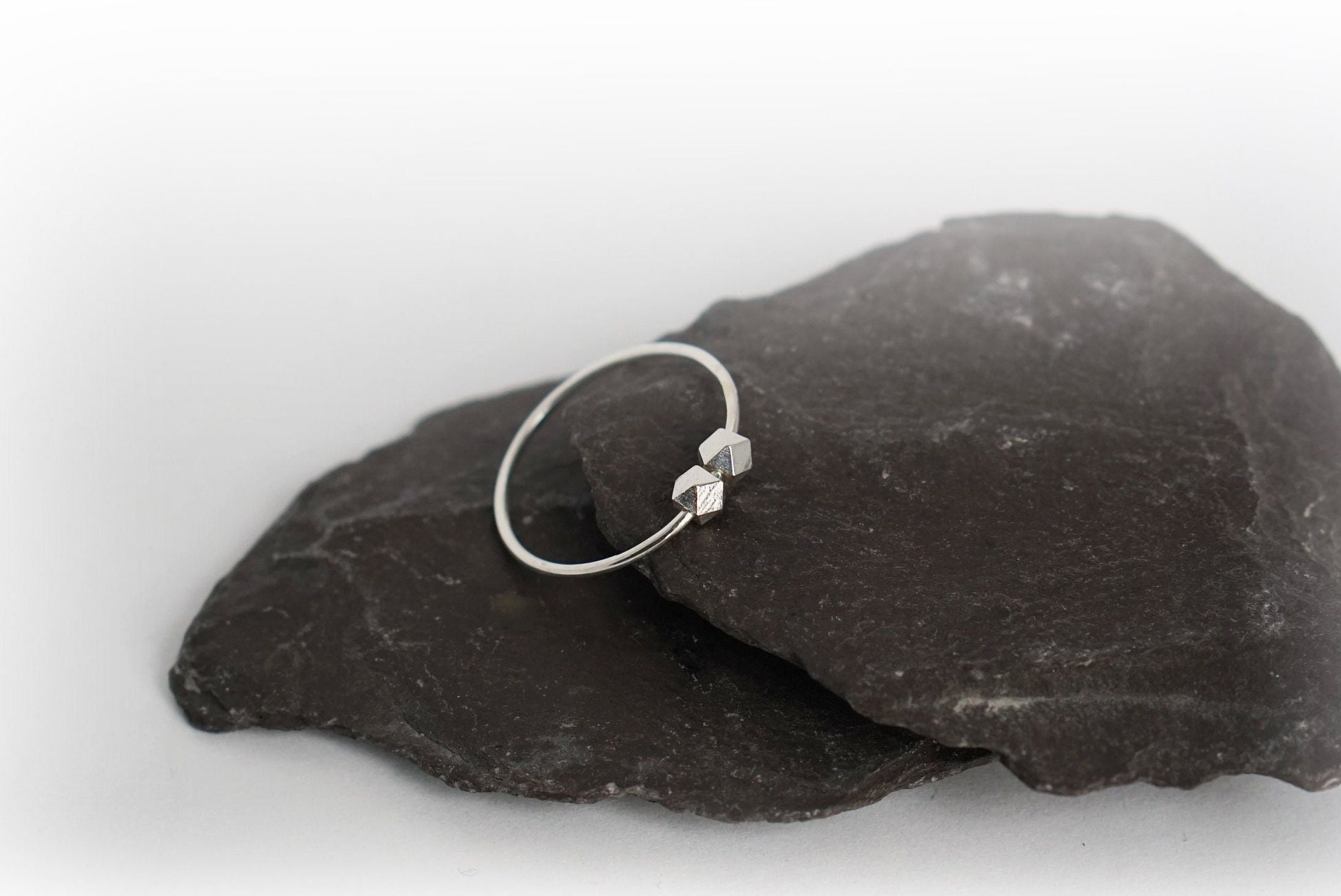 Fidget Ring Faceted Beads Sterling Silver