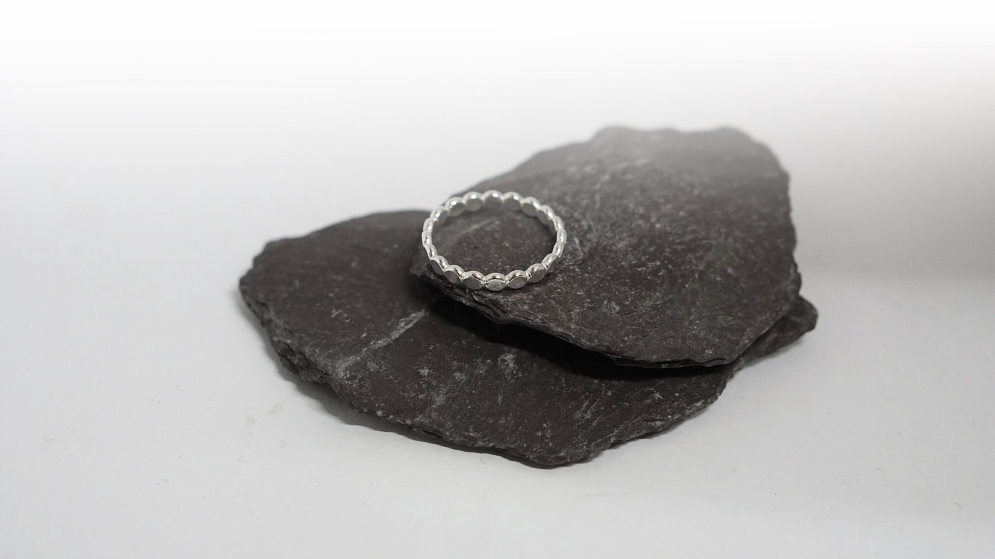 Pebble Stacking Ring Recycled Sterling Silver ~ stacking ring, silver ring, beaded, textured, stackable