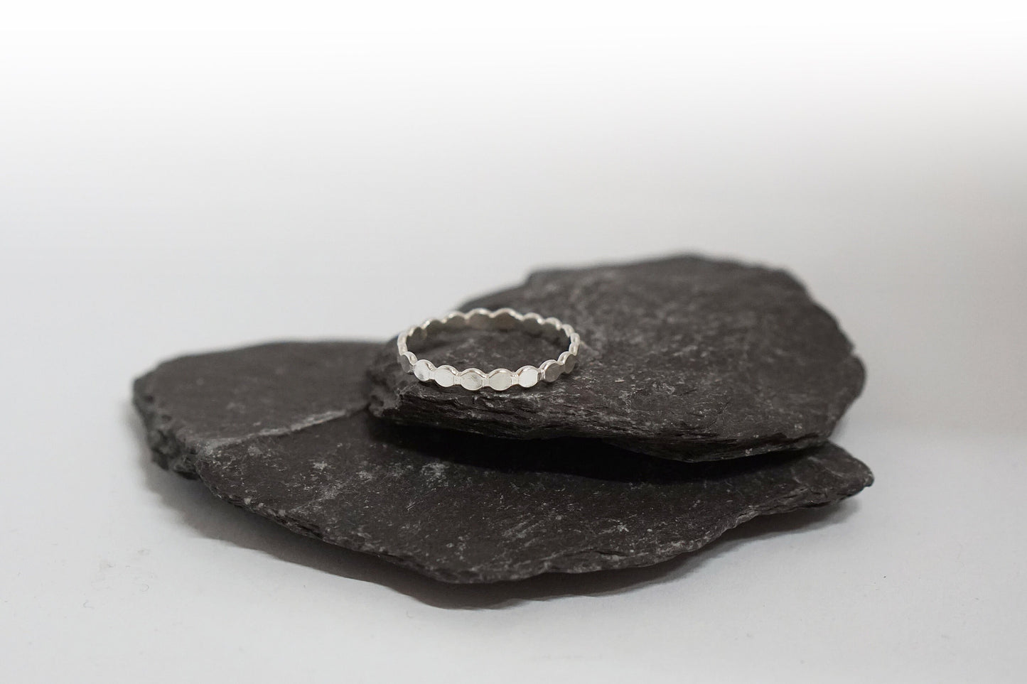 Pebble Stacking Ring Recycled Sterling Silver ~ stacking ring, silver ring, beaded, textured, stackable