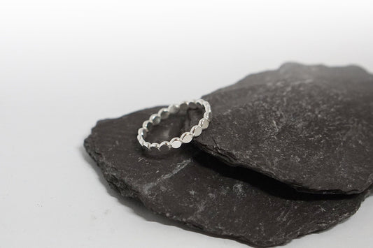 Pebble Stacking Ring Recycled Sterling Silver ~ stacking ring, silver ring, beaded, textured, stackable