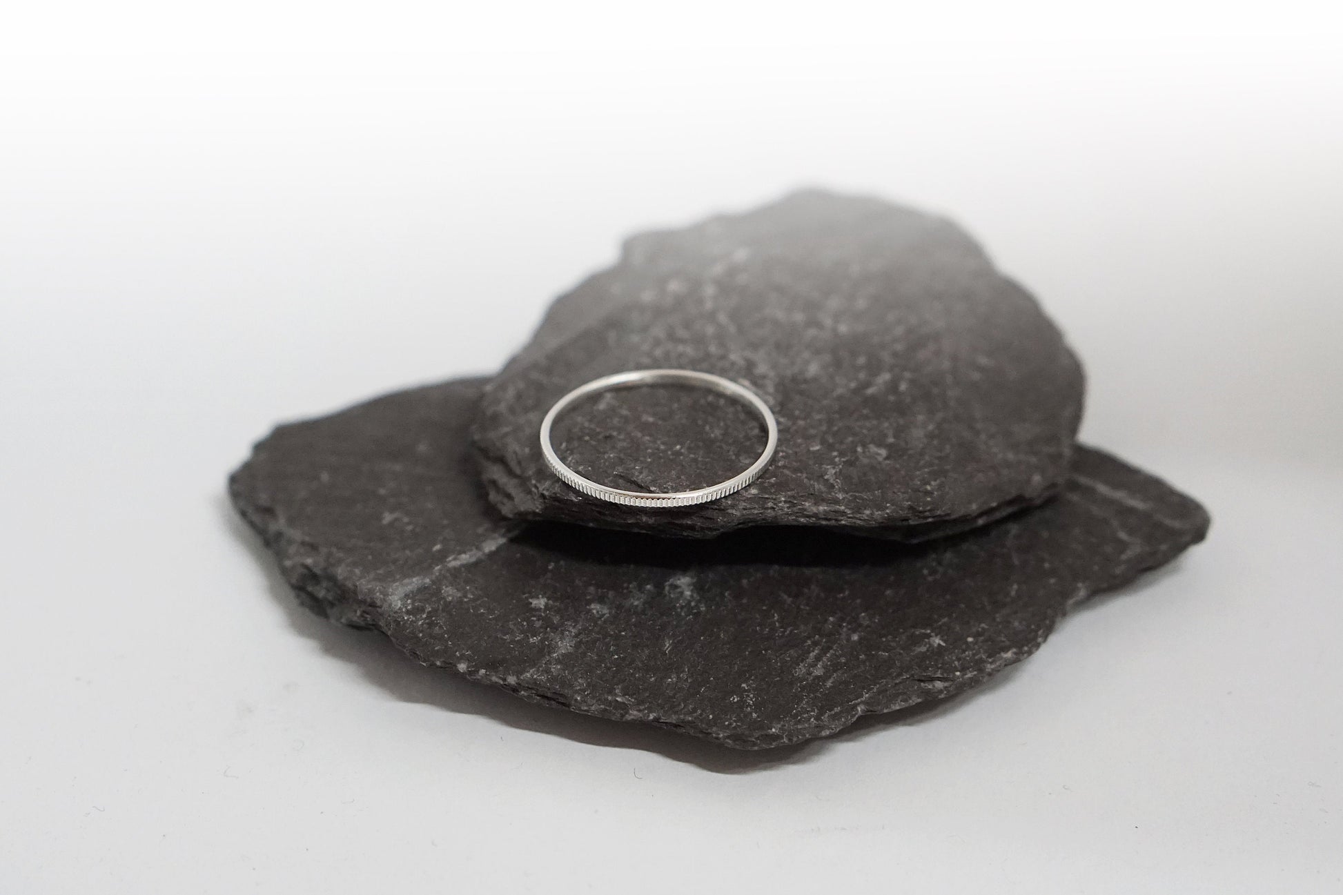 Vertical Lines Skinny Recycled Sterling Silver Stacking Ring