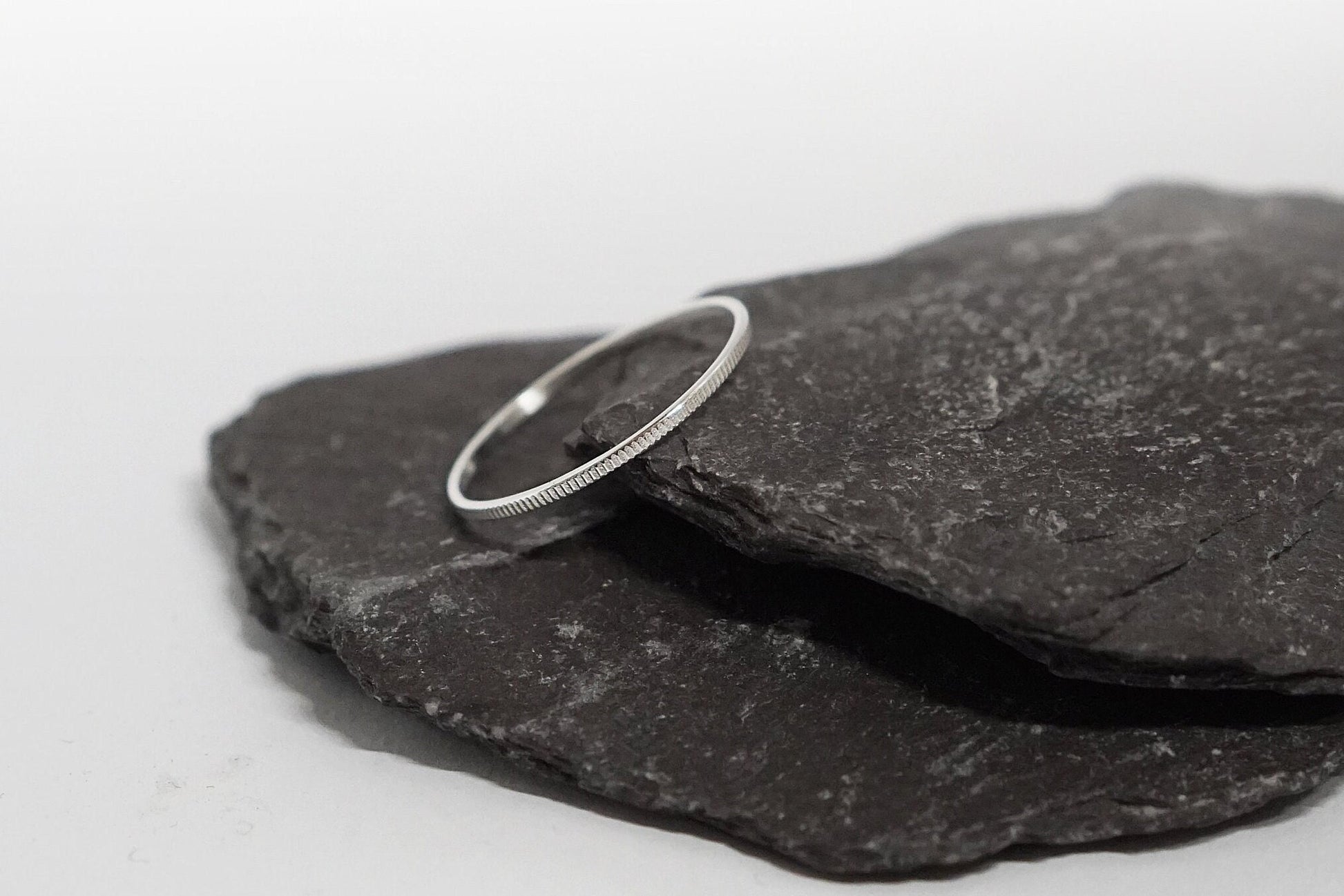 Vertical Lines Skinny Recycled Sterling Silver Stacking Ring