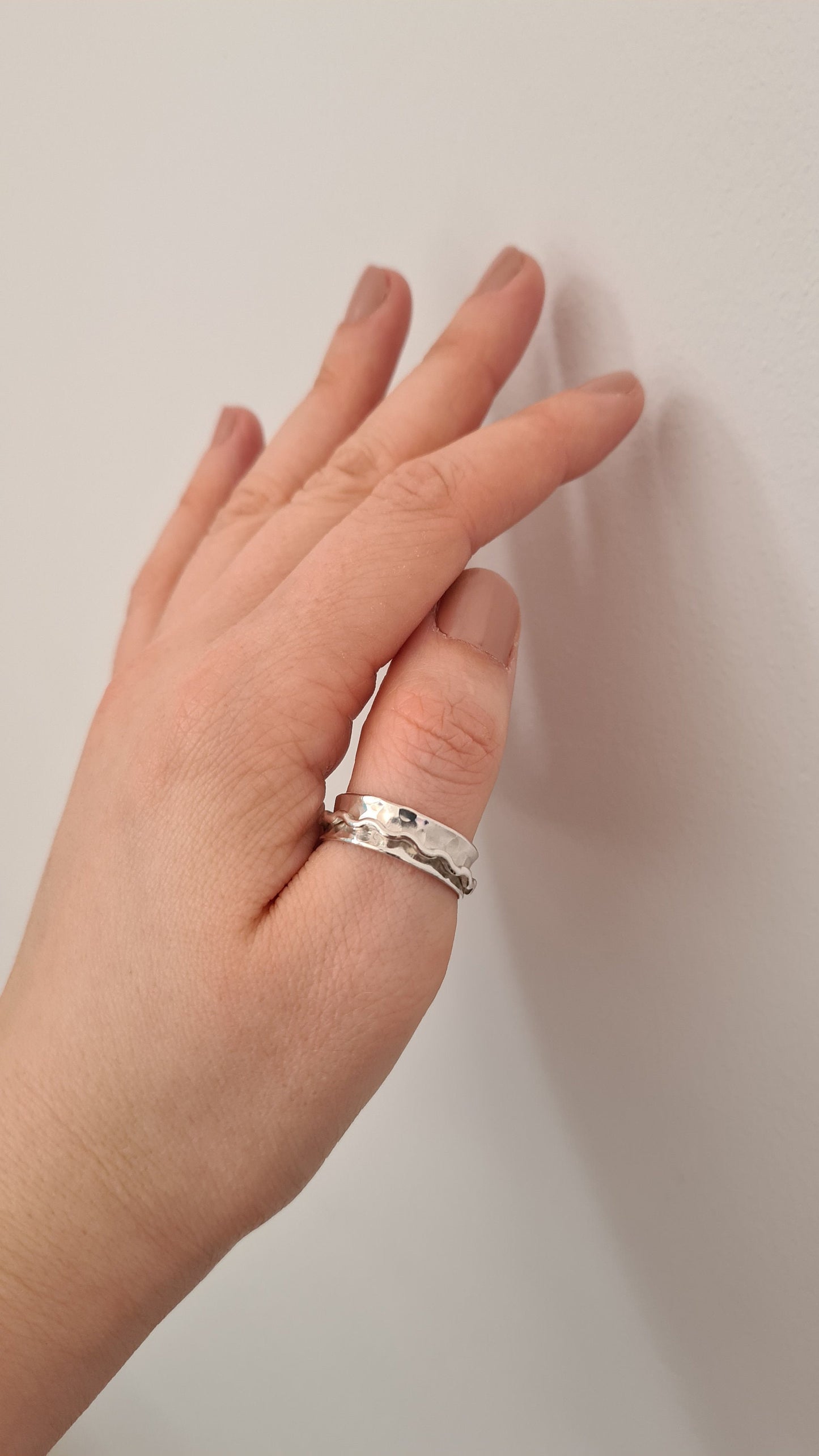 Fidget Ring Wave Sterling Silver Spinner