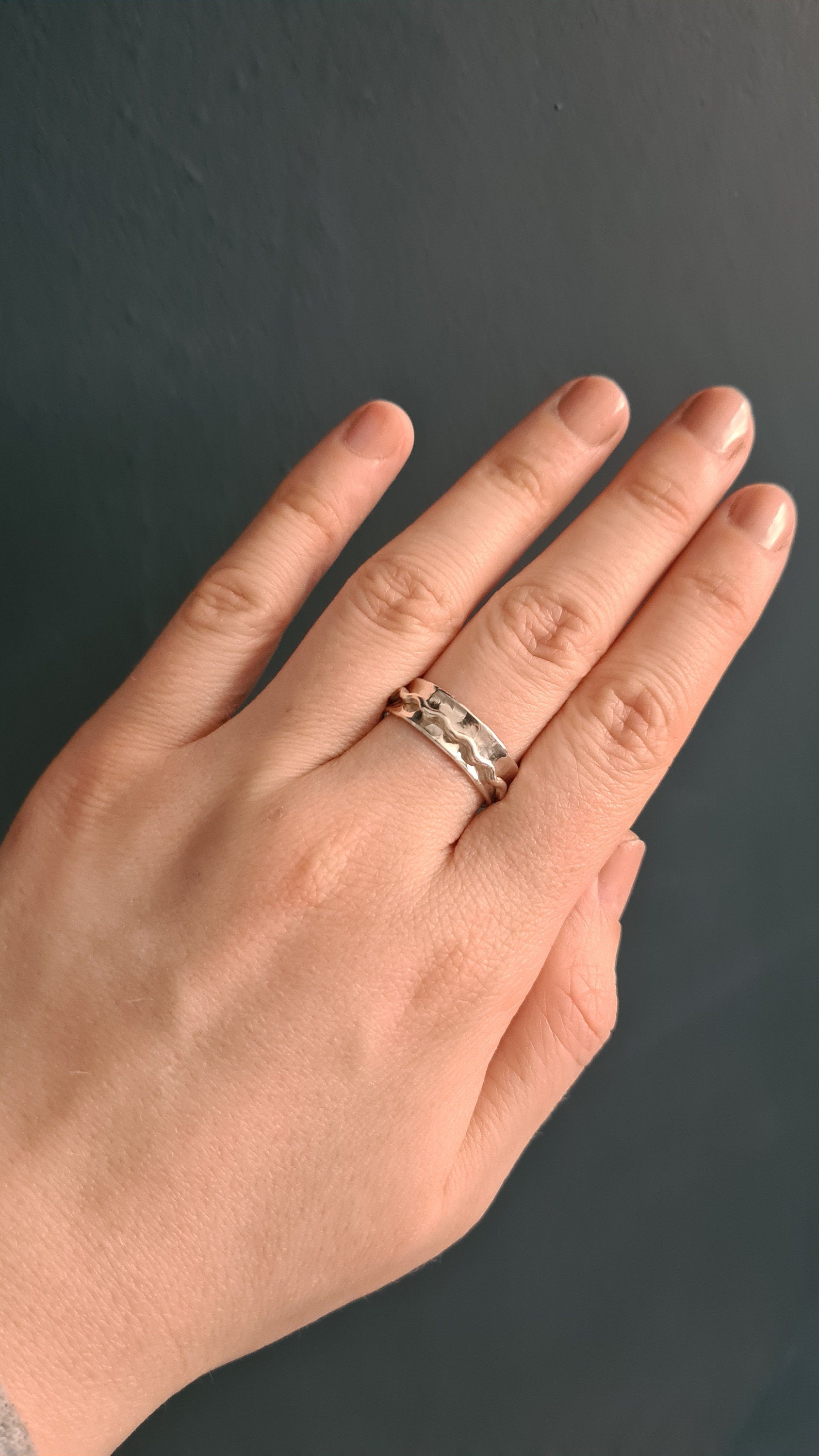 Fidget Ring Wave Sterling Silver Spinner