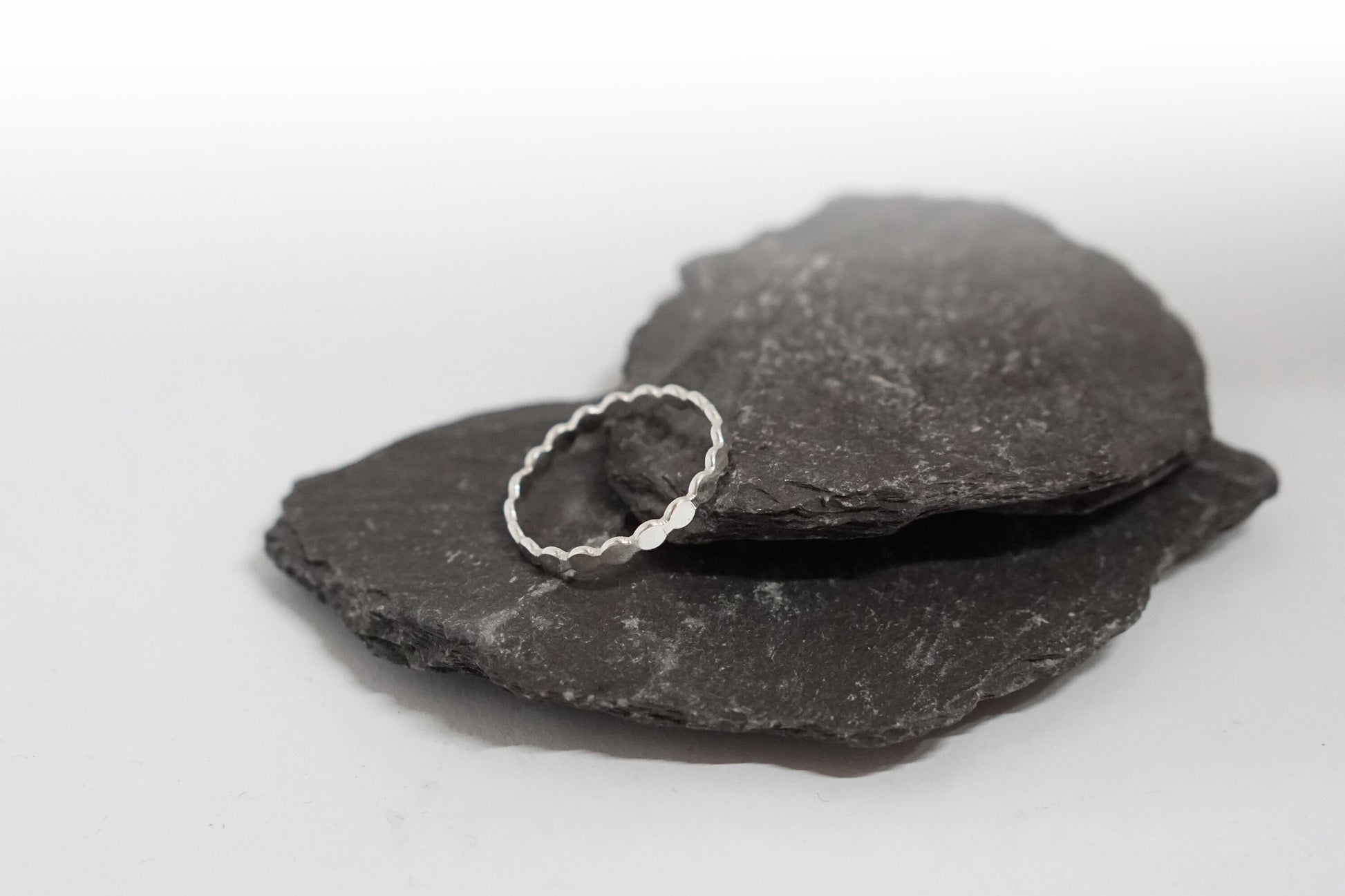 Pebble Stacking Ring Recycled Sterling Silver ~ stacking ring, silver ring, beaded, textured, stackable