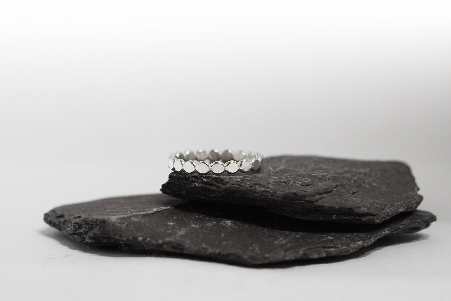 Pebble Stacking Ring Recycled Sterling Silver ~ stacking ring, silver ring, beaded, textured, stackable