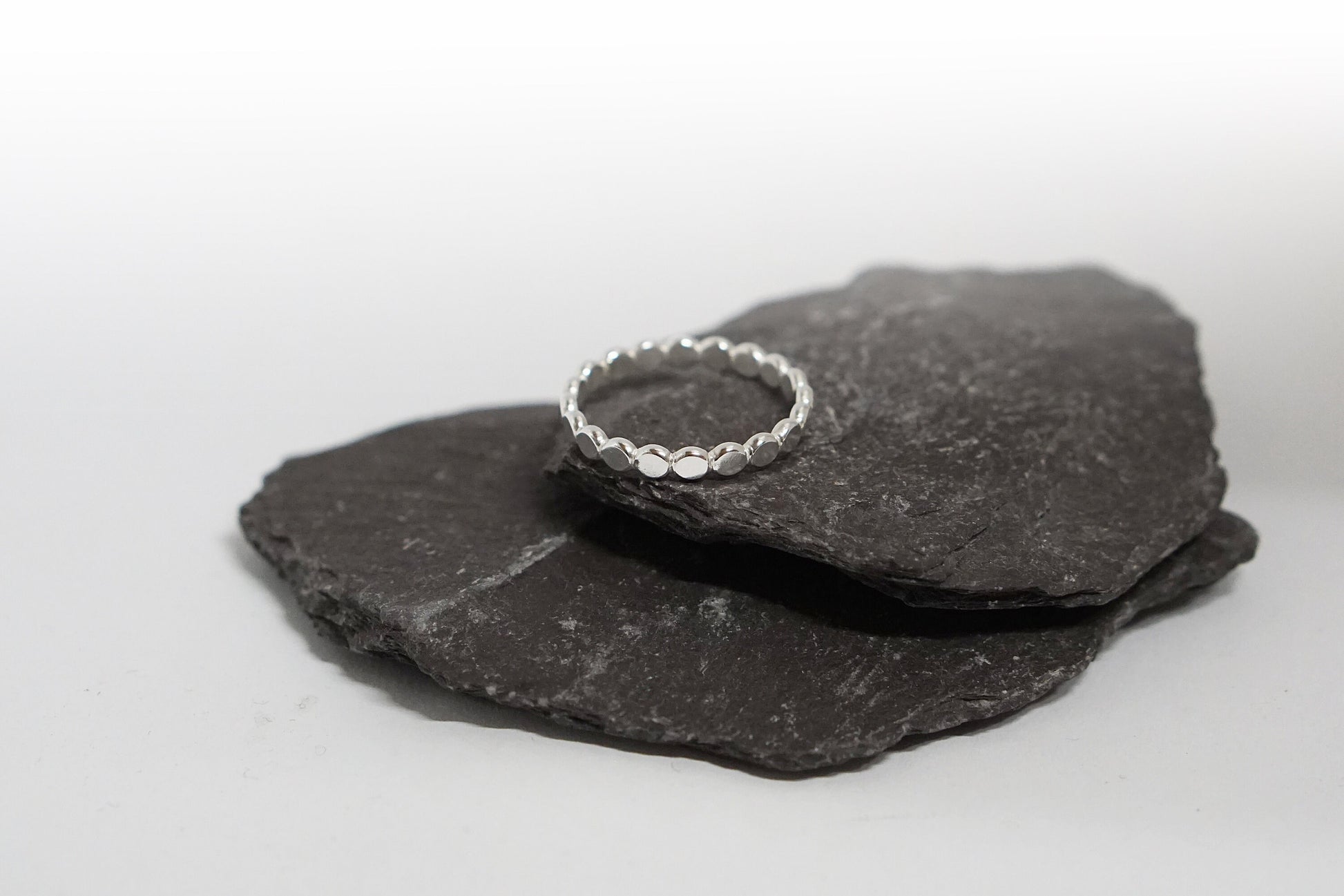 Pebble Stacking Ring Recycled Sterling Silver ~ stacking ring, silver ring, beaded, textured, stackable
