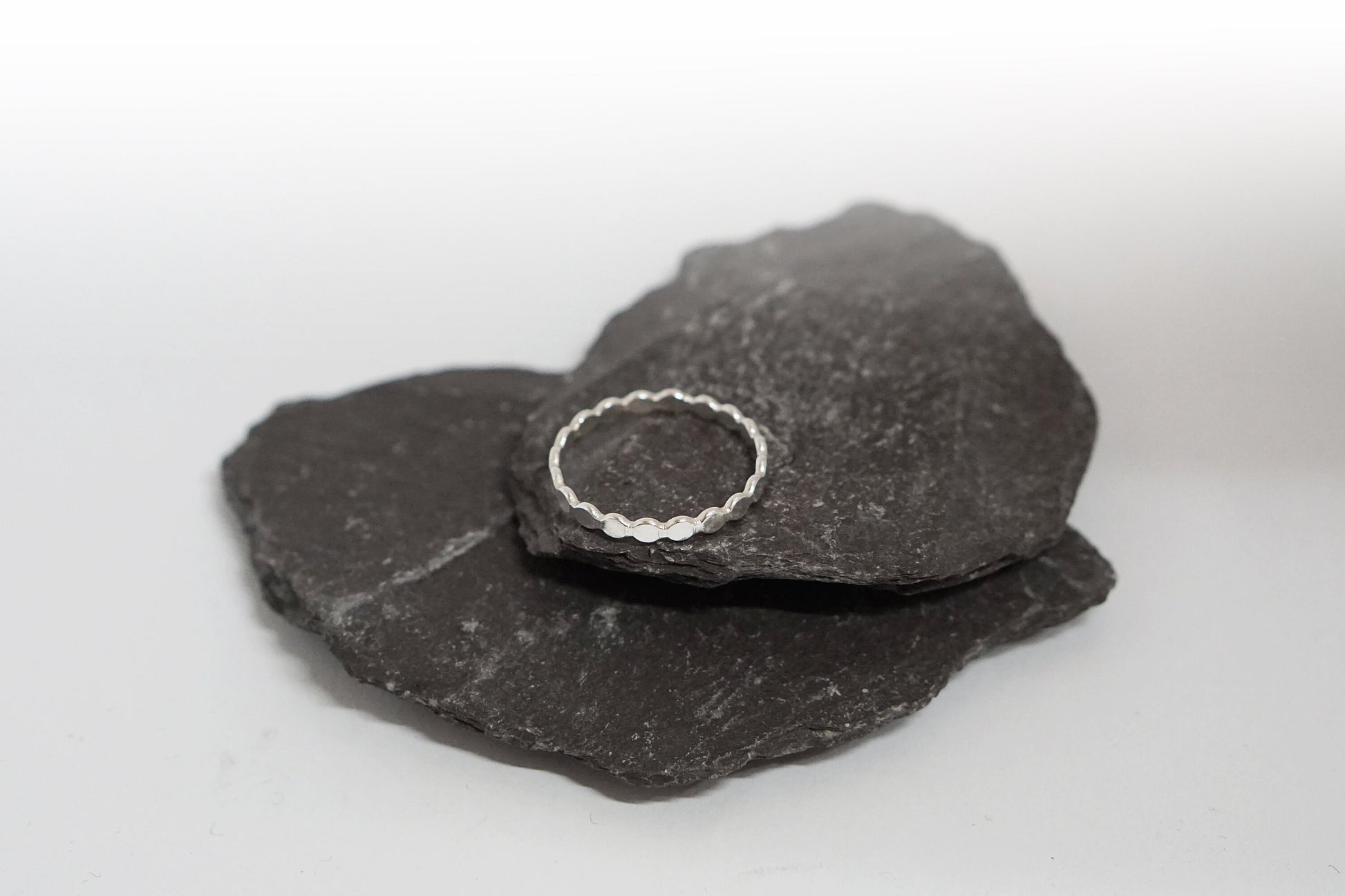 Pebble Stacking Ring Recycled Sterling Silver ~ stacking ring, silver ring, beaded, textured, stackable