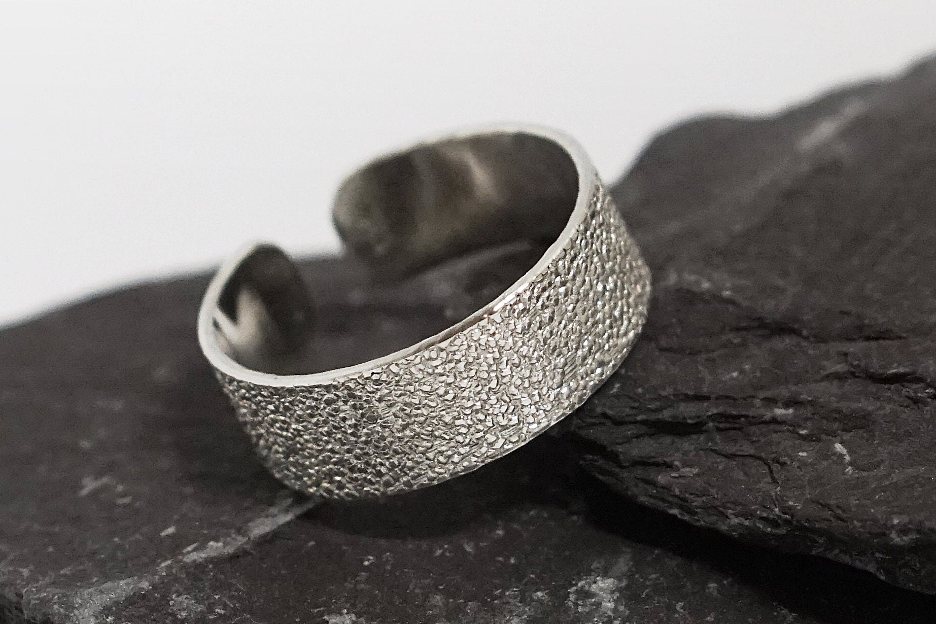 Stardust Wide Open Recycled Sterling Silver Ring ~ adjustable, unisex, men's ring, oxidised, hammered, tree bark