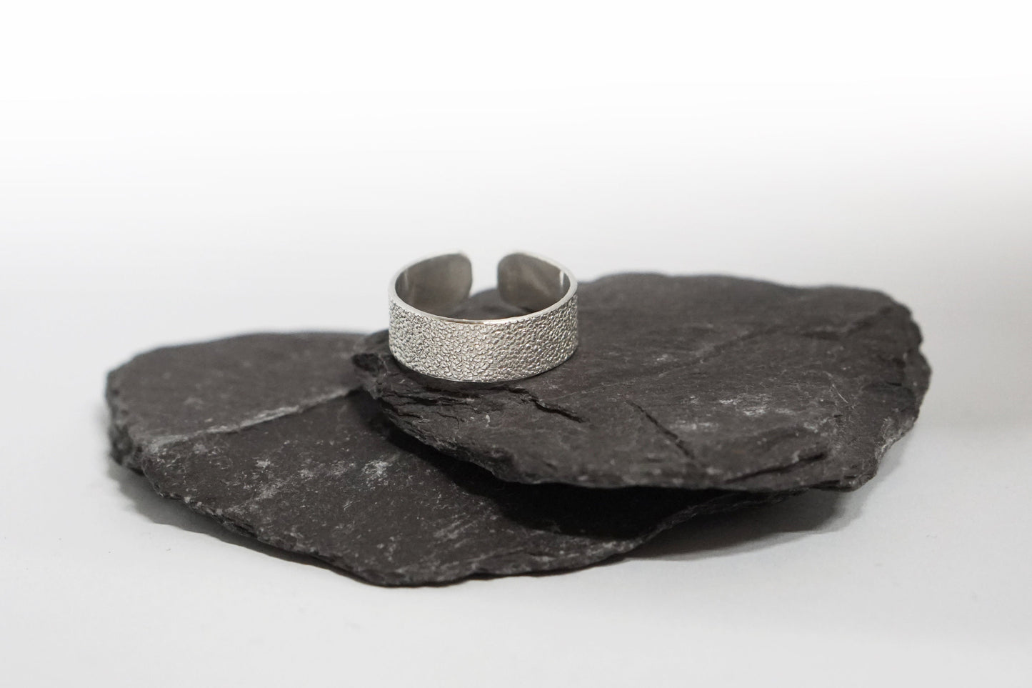 Stardust Wide Open Recycled Sterling Silver Ring ~ adjustable, unisex, men's ring, oxidised, hammered, tree bark