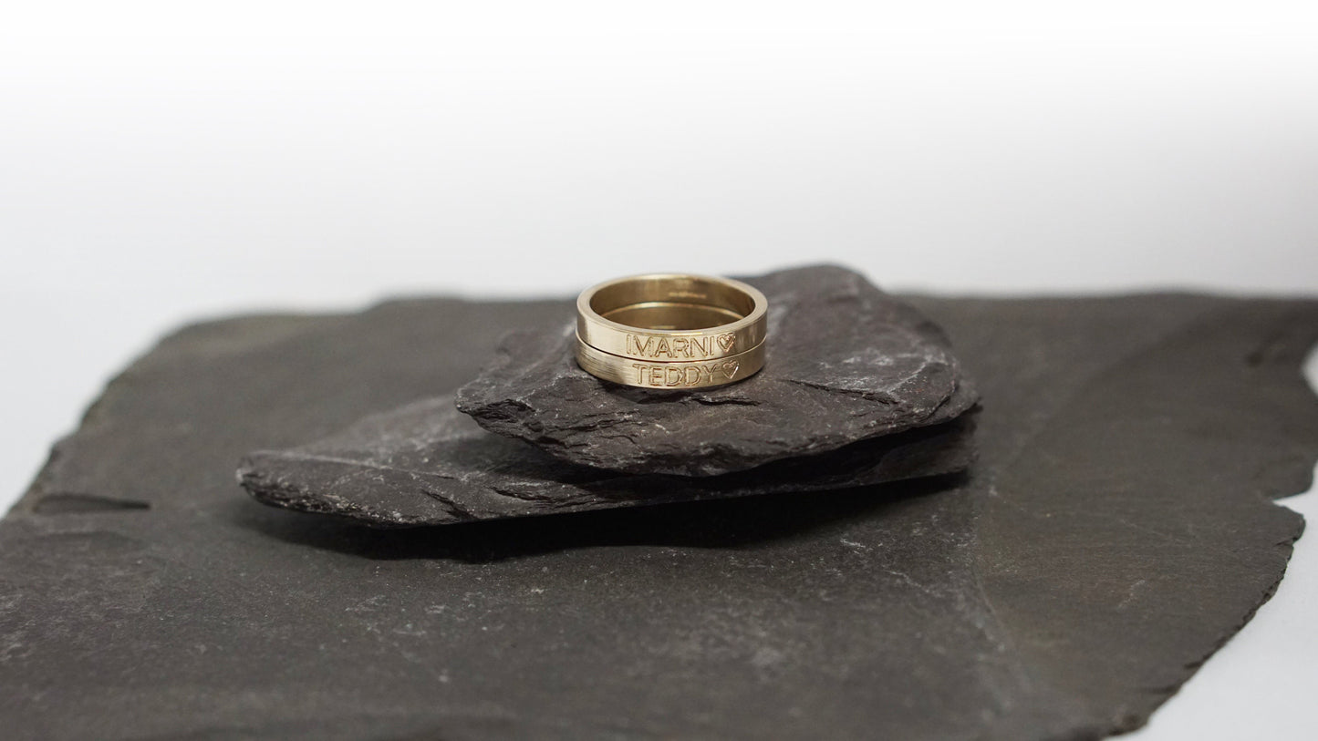 Recycled Solid 9ct Gold Personalised Engraved Ring Band
