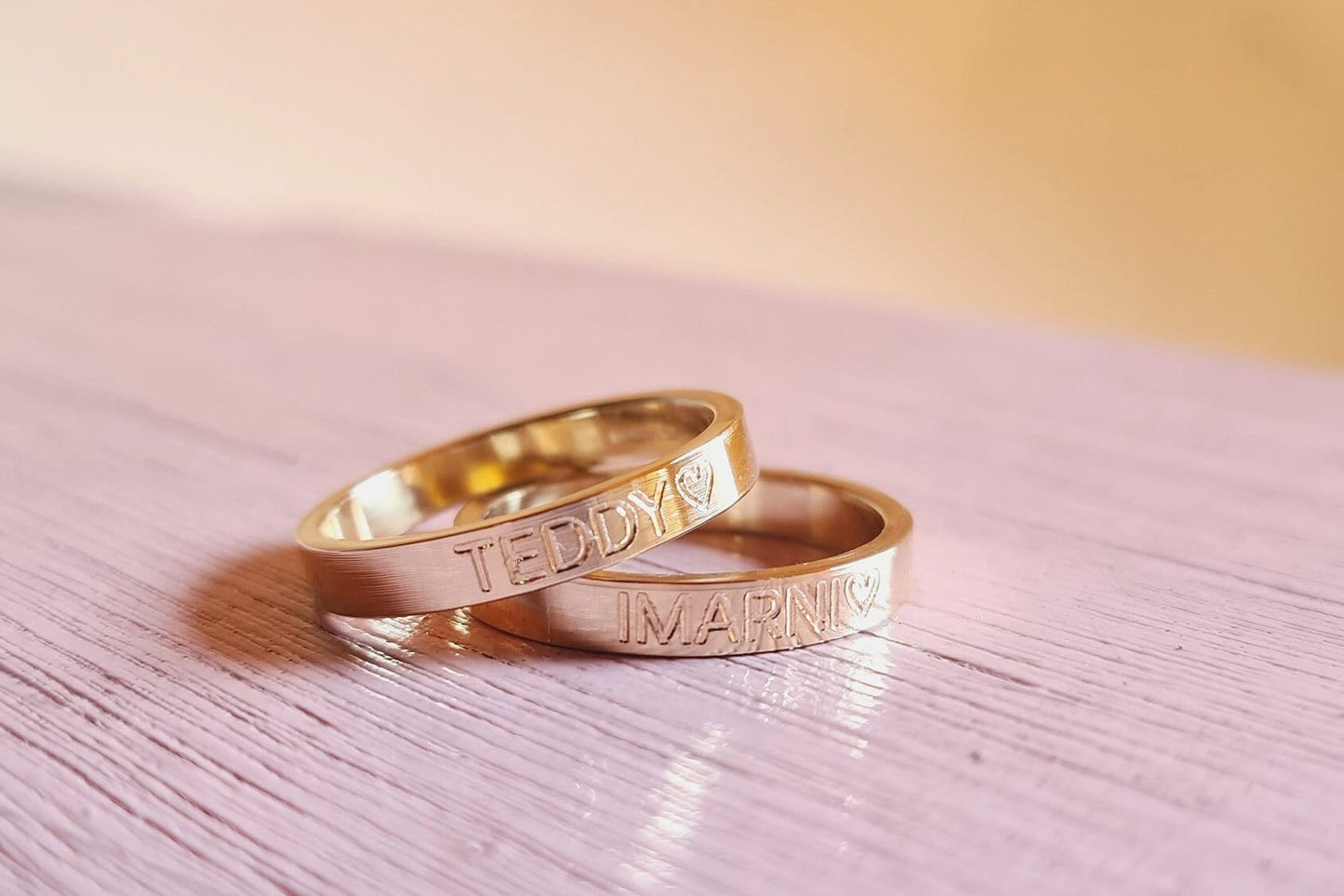 Recycled Solid 9ct Gold Personalised Engraved Ring Band