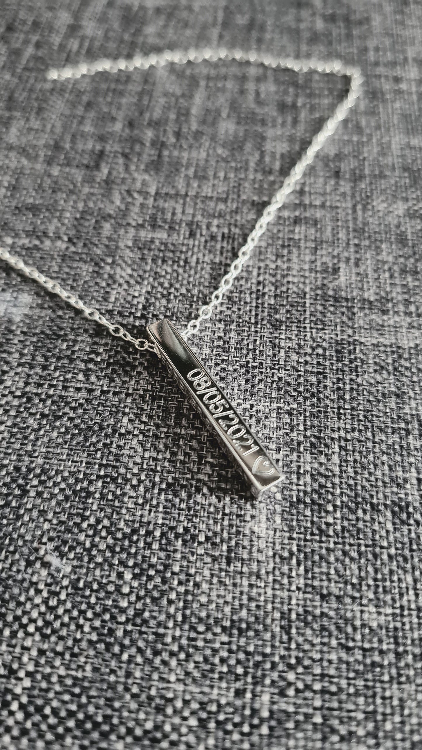 Sterling Silver Solid Bar Engraved Personalised Necklace