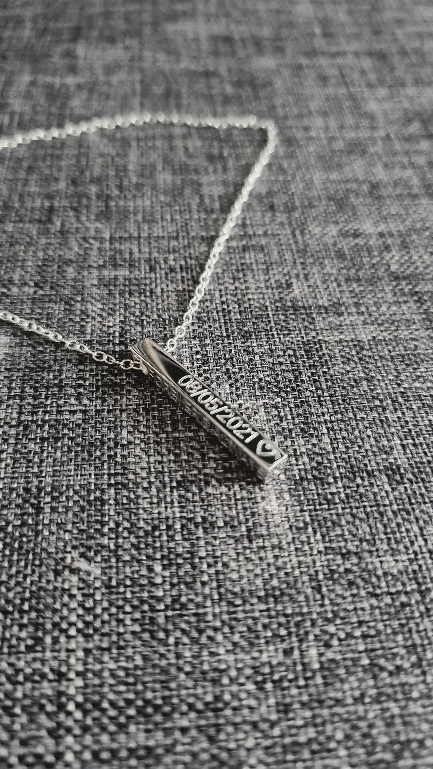 Sterling Silver Solid Bar Engraved Personalised Necklace