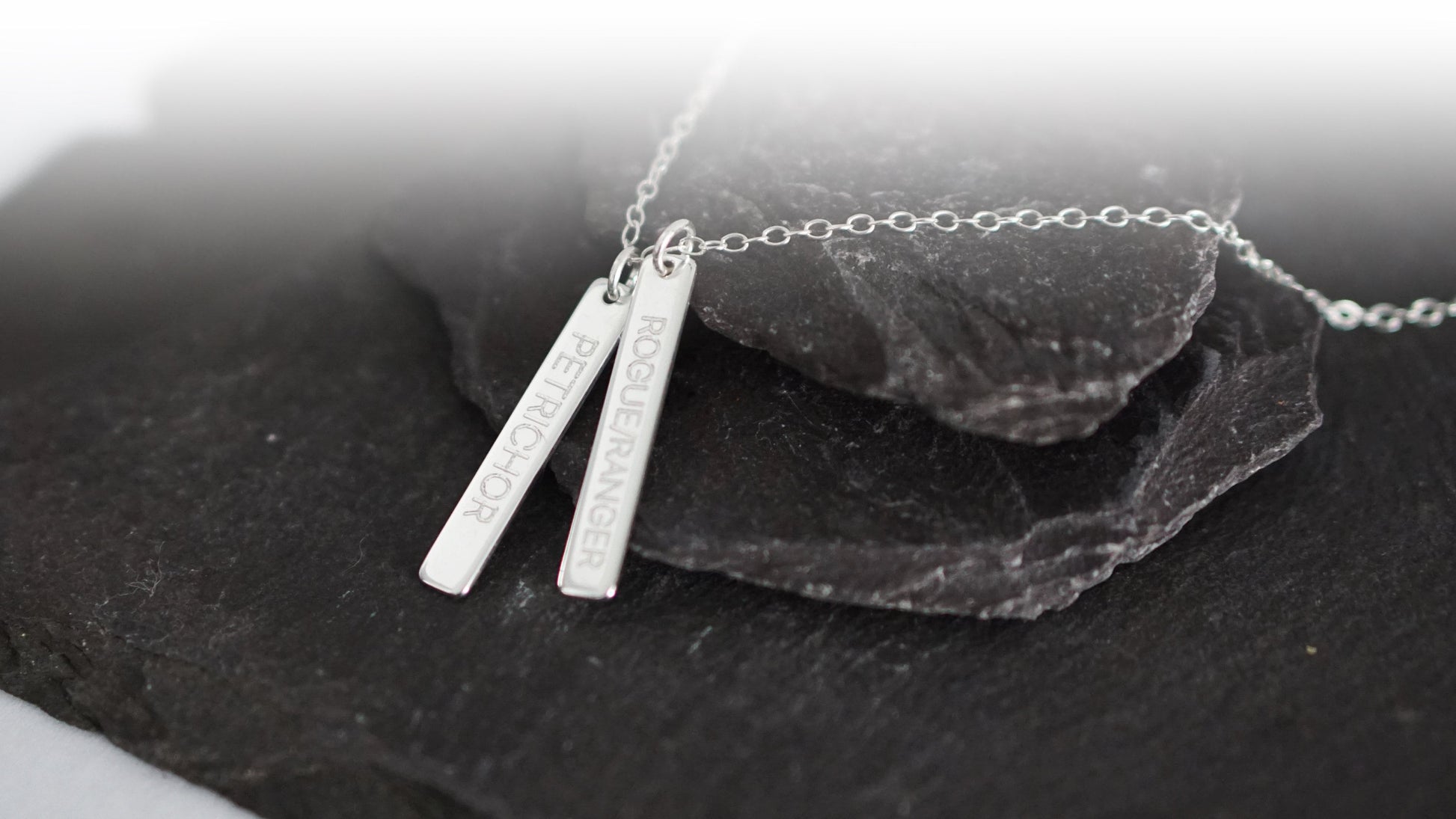 Character Class Sterling Silver Tags Necklace ~ gaming, tabletop, boardgame, dnd, d&d, ttrpg, rogue, wizard, cleric, sorcerer, bard, druid